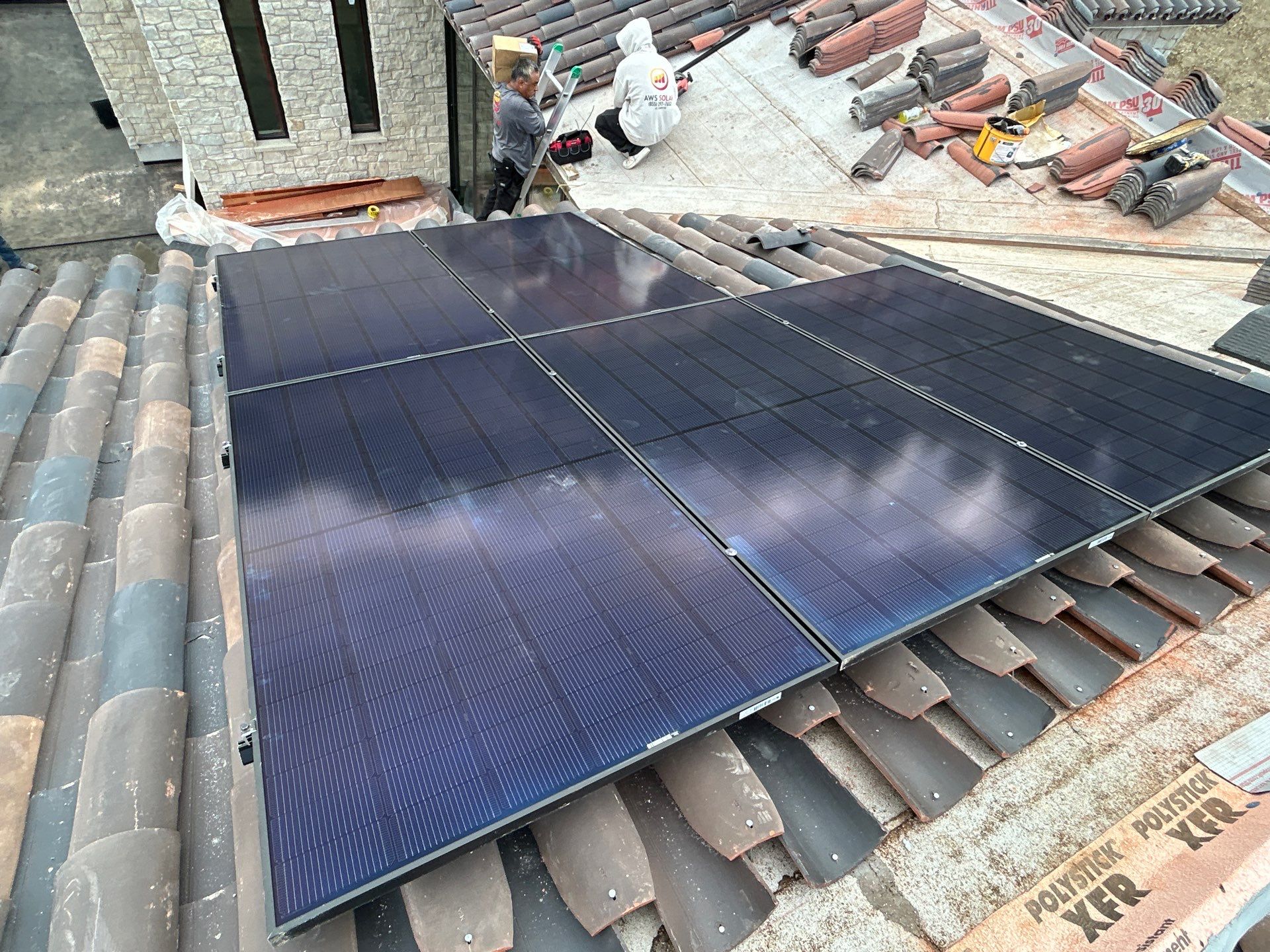 Solar Panel and Clay Tile Roof Installation in Hidden Hills by AWS Solar