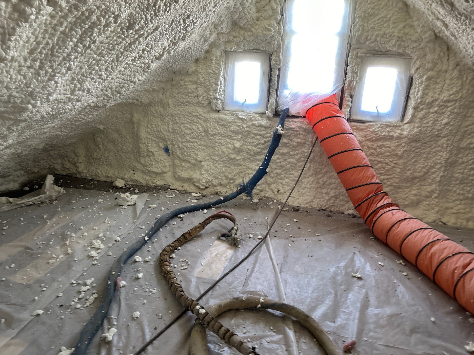 Attic Insulation using open cell spray foam by NYS Foam & Energy