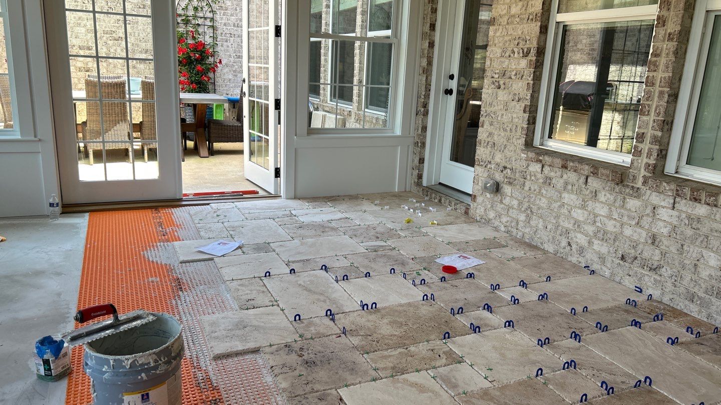 Travertine tile four season room by Footprints Floors of Nashville