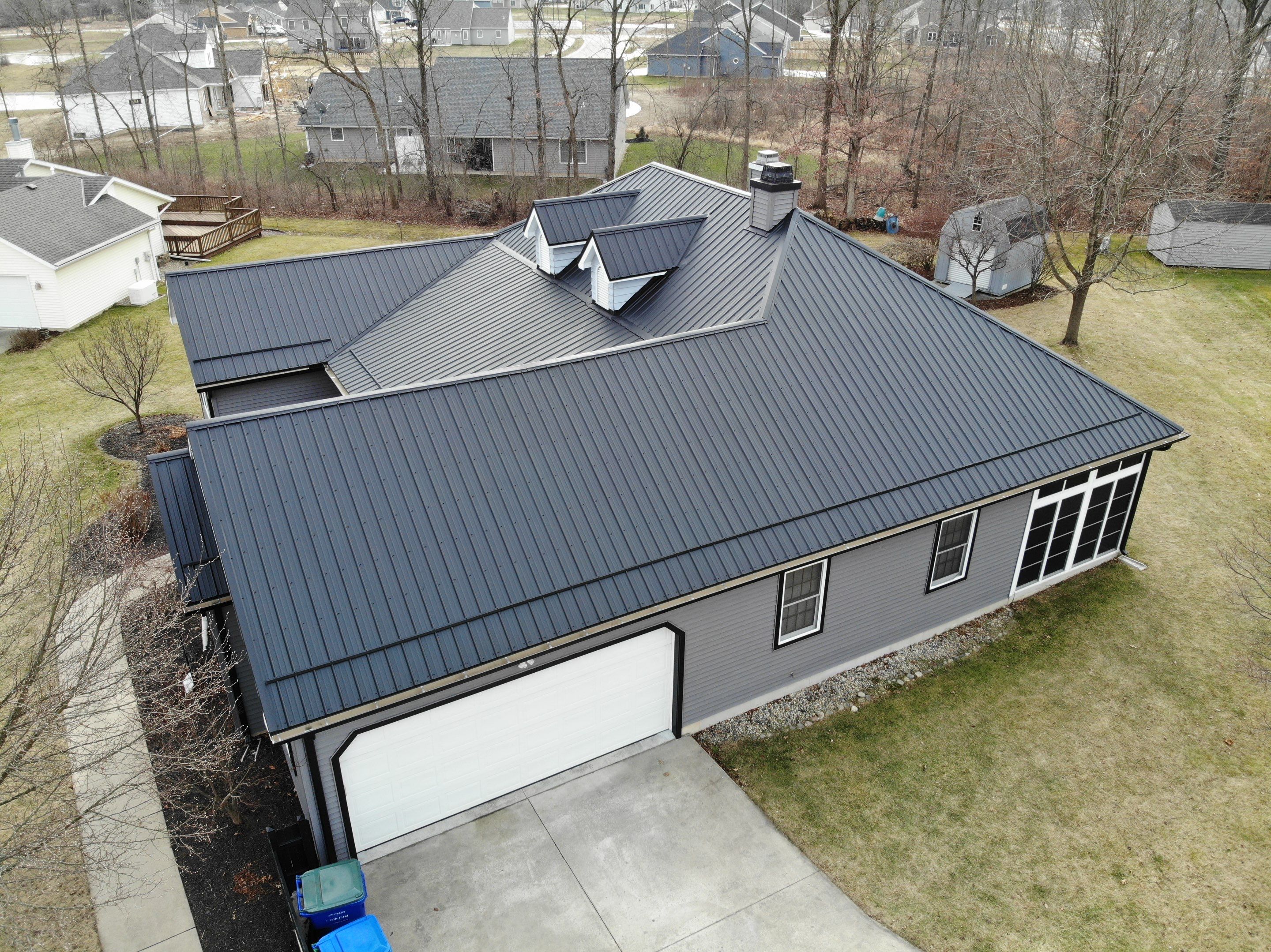 Black Frost Exposed Fastener Metal Roof in Fort Wayne, Indiana by 4Ever Metal Roofing