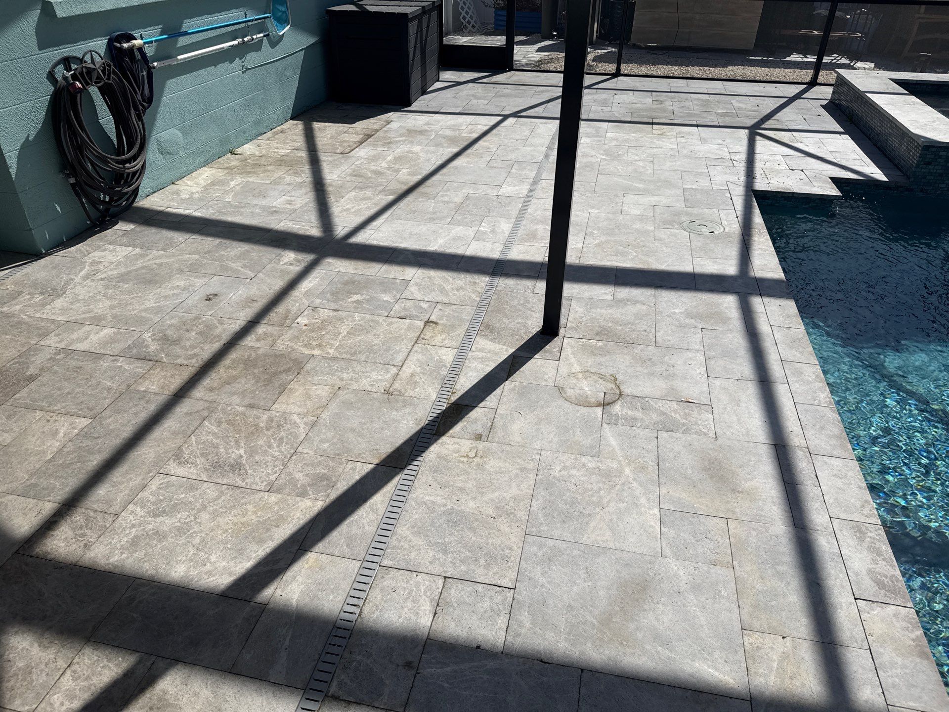 Travertine Pool Deck, Lanai & Screen Enclosure Cleaning Near Manatee River | Bradenton, FL by Sunshine AquaWash