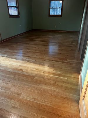 Replace water damaged flooring and refinish floors