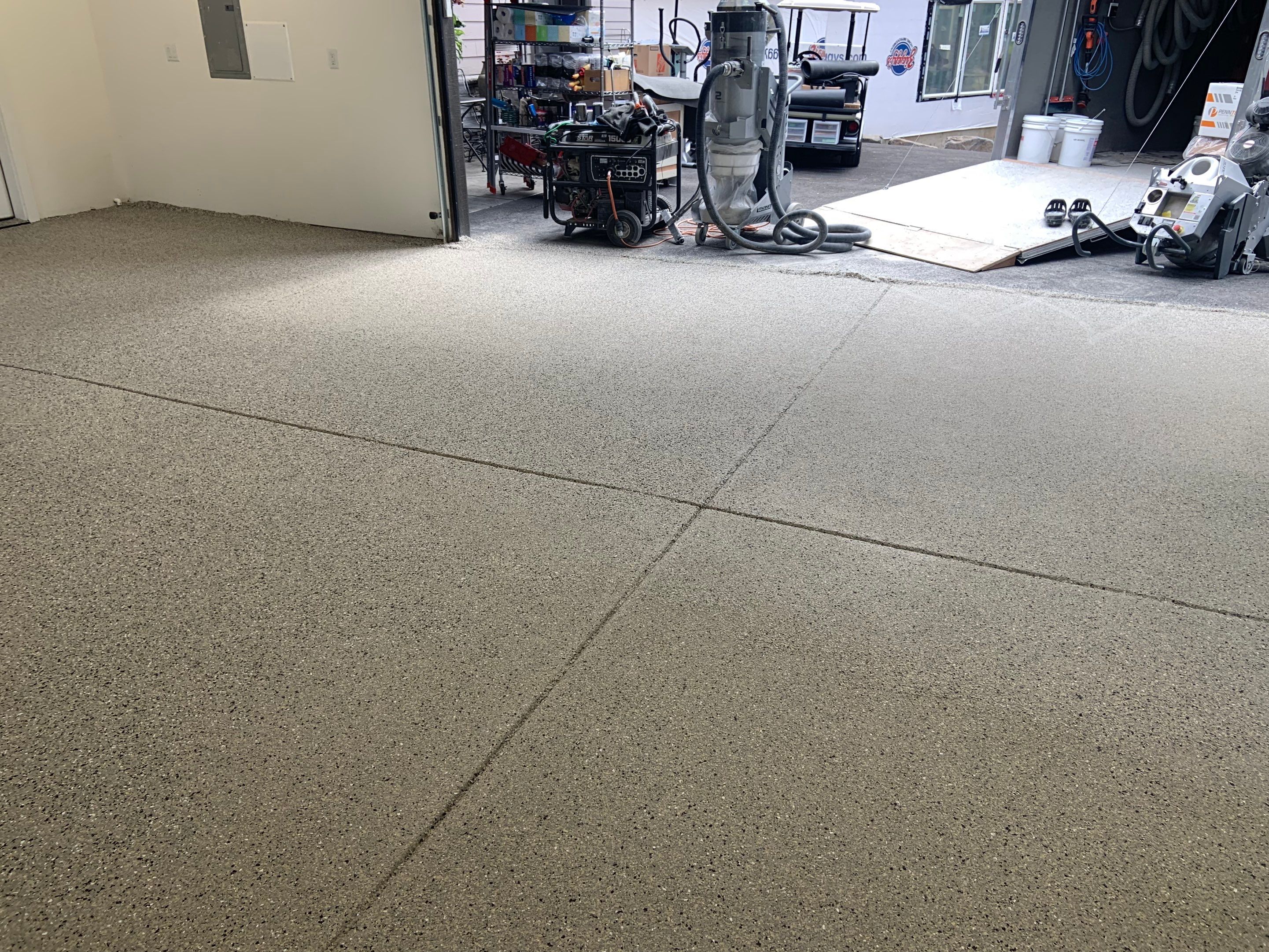 Garage Transformation using Mediterranean Colorway by Croc Coatings, LLC