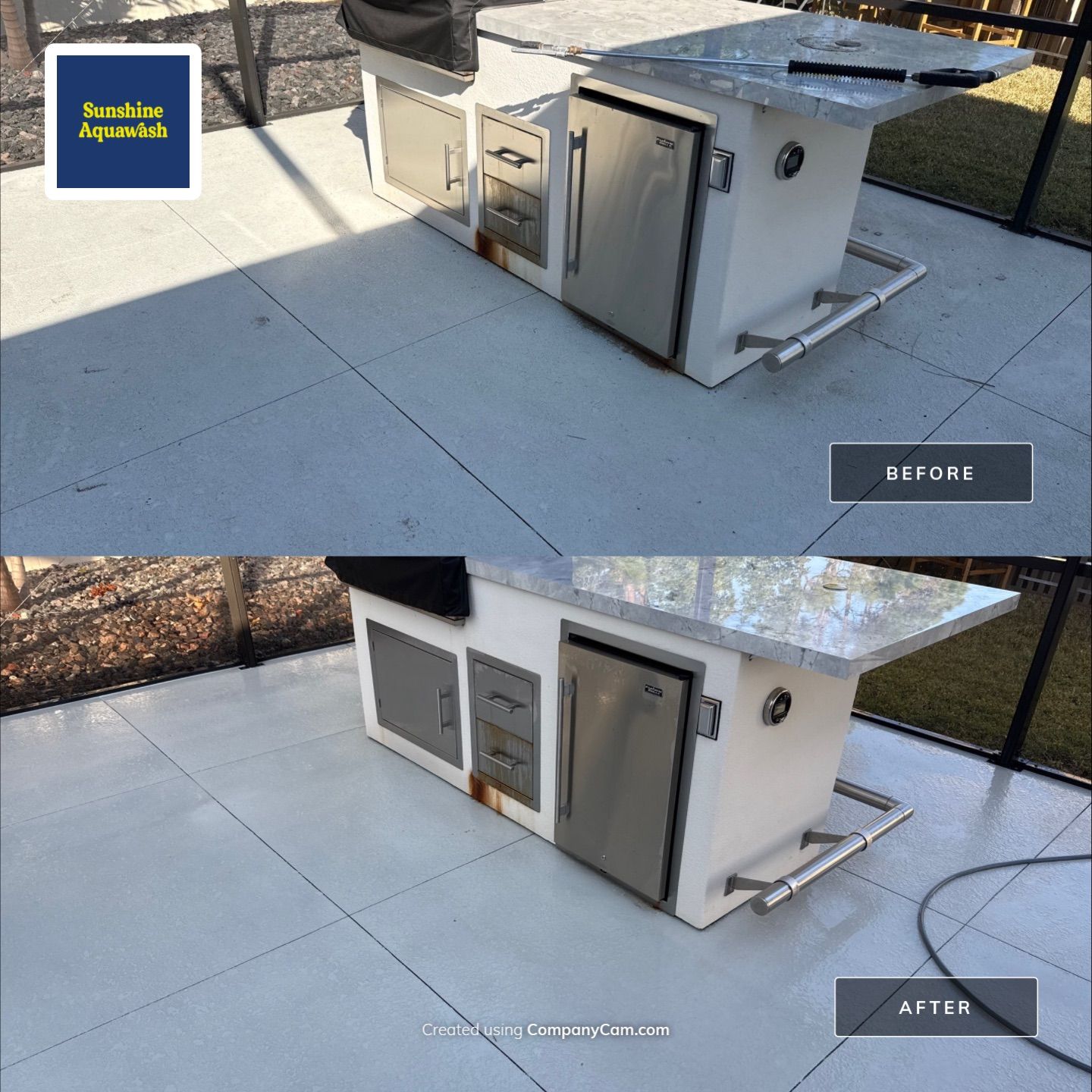 Painted Pool Deck & Screen Enclosure Cleaning | Heron Creek, Palmetto FL by Sunshine AquaWash