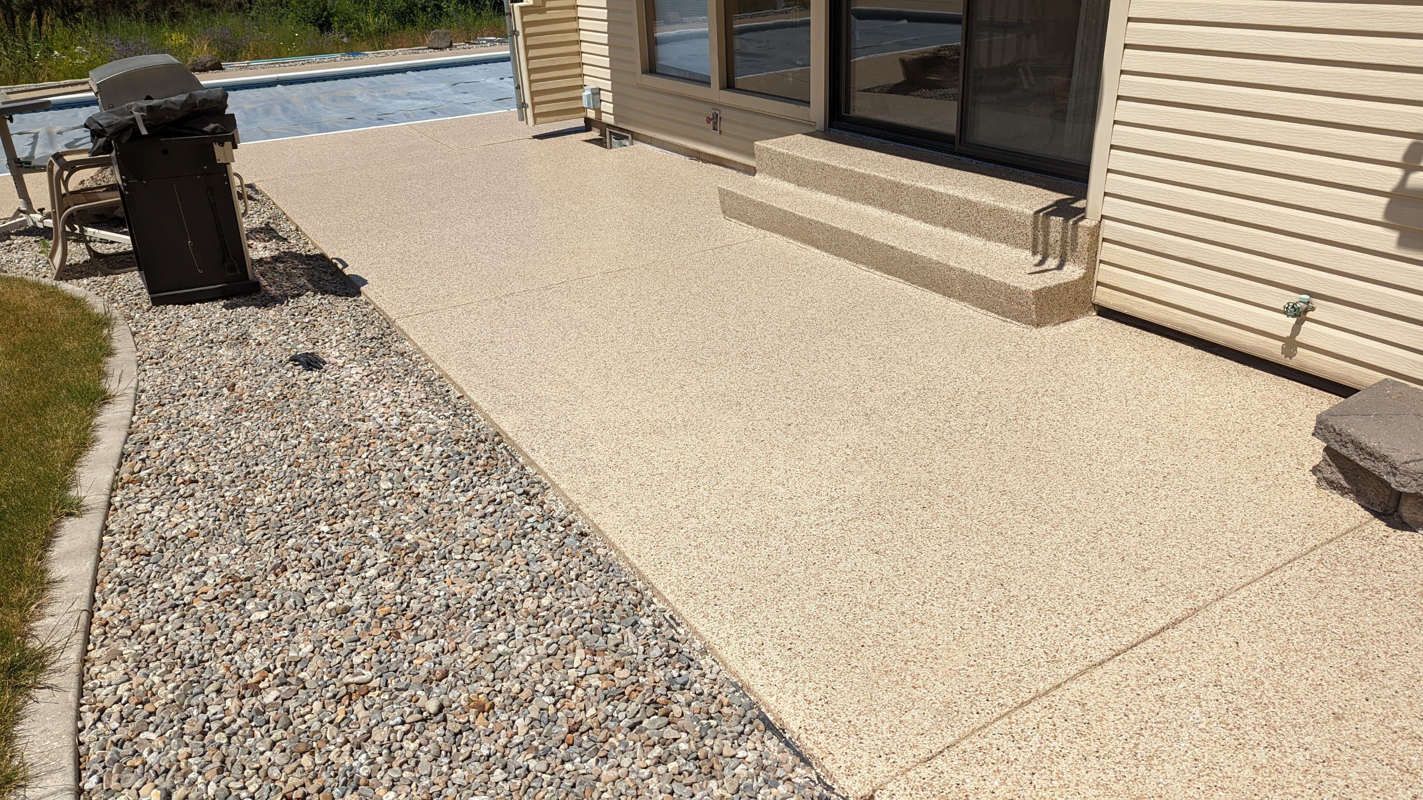 Garage Transformation using Domino for Garage and Pecan for Pool Deck by Croc Coatings, LLC