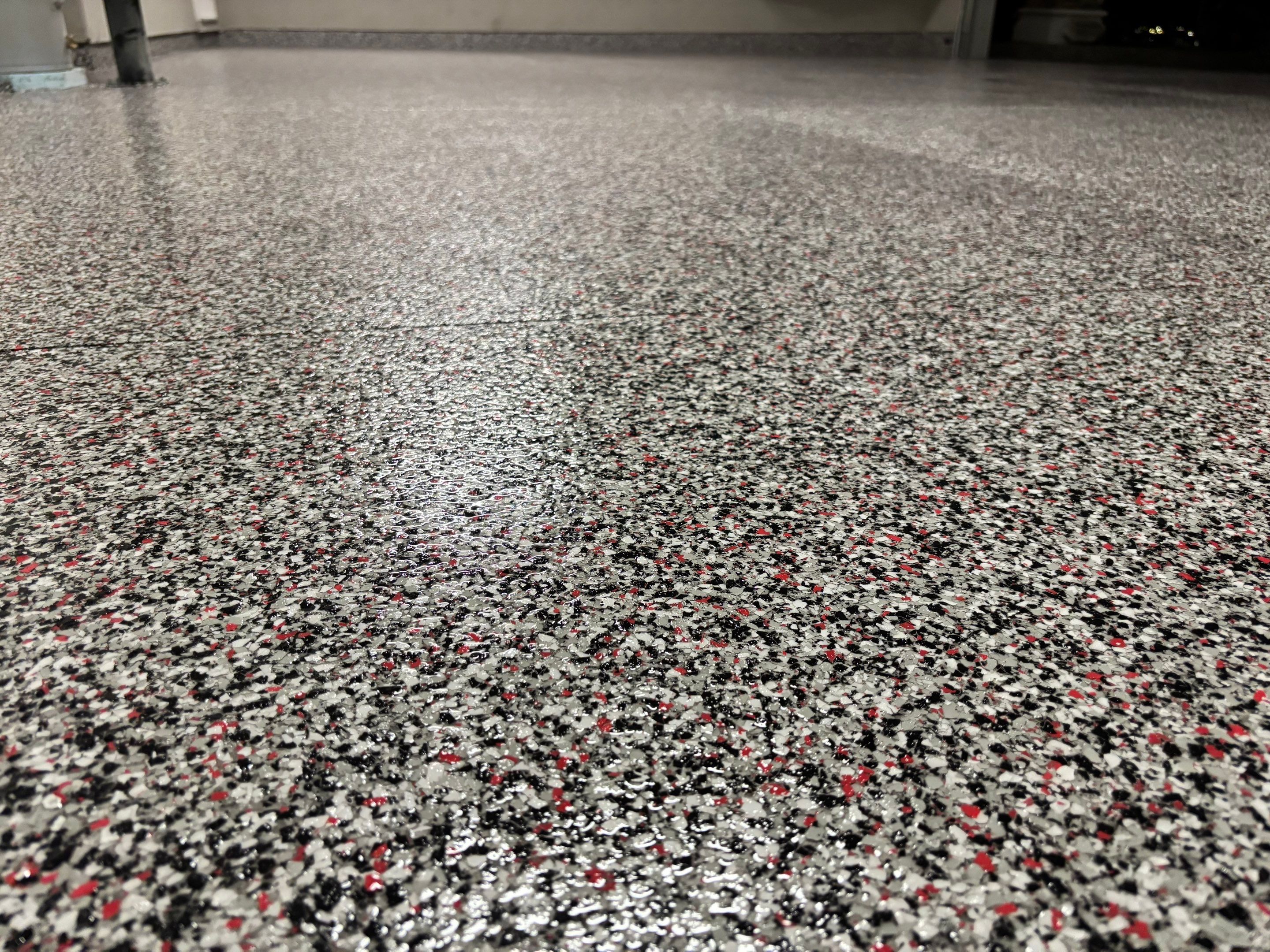 Garage Transformation using Domino w/ 5% Cherry Bomb Red  by Croc Coatings, LLC