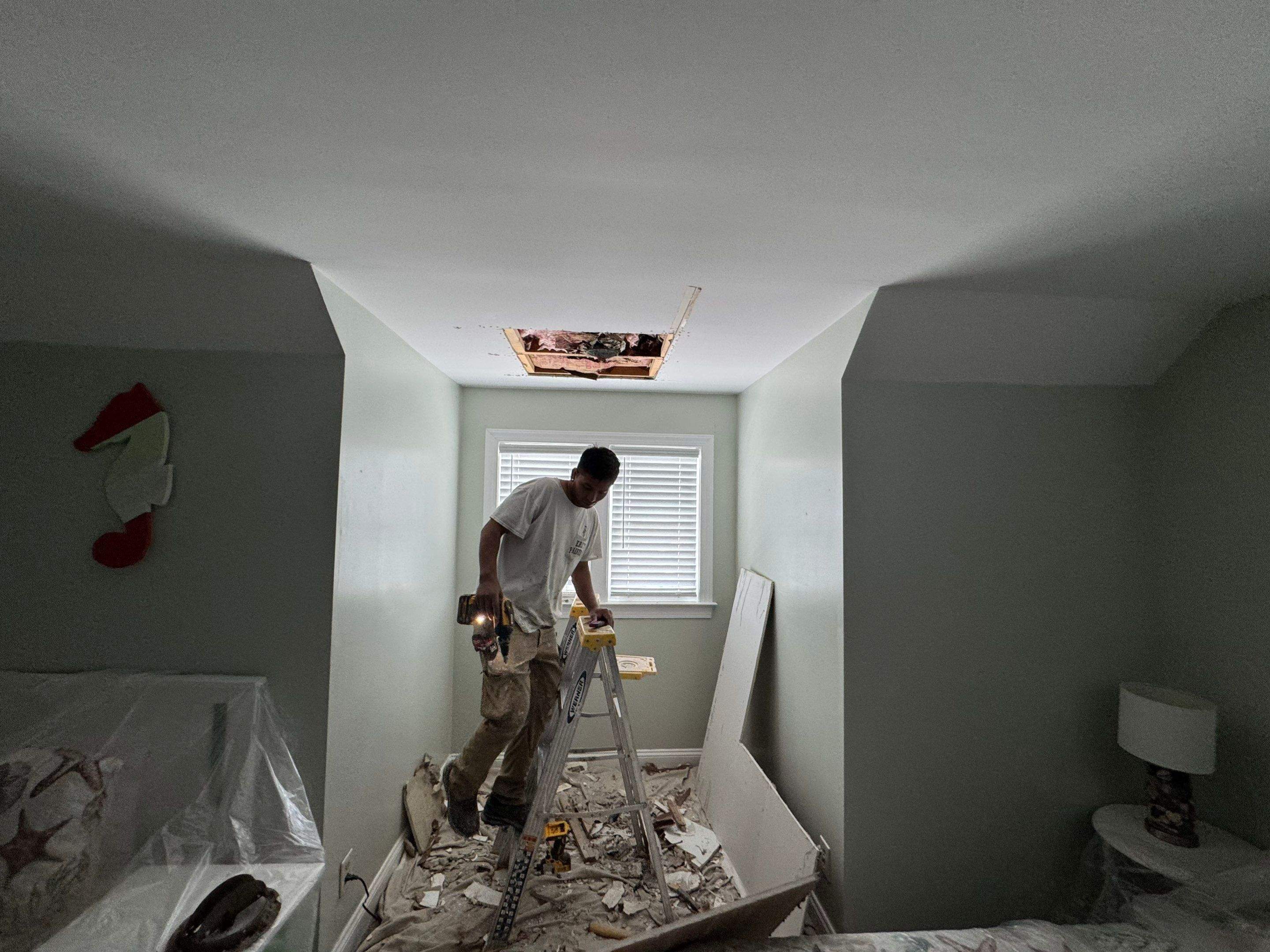 Ceiling Repair and Interior Restoration in Oak Island by RGR Construction and Roofing, LLC