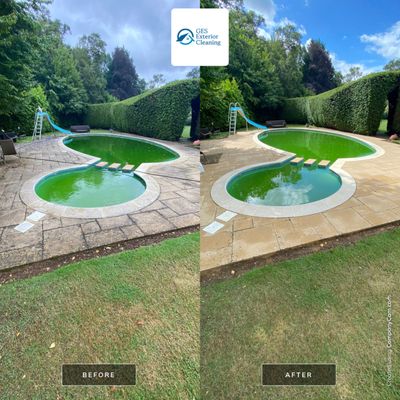 Exterior Clean - Roof - Pool  using Mosmatic FSC and Biocide