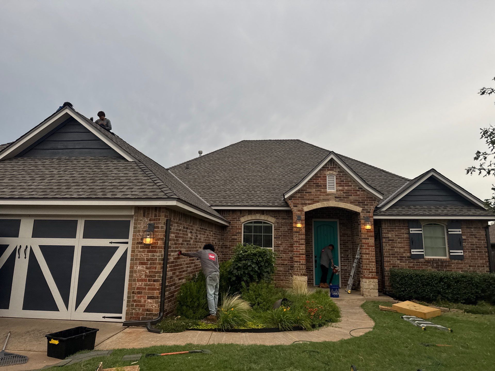 GAF Architectural Shingle Roof Replacement and Decking Repair in Mustang by 5Coat Roofing & Construction