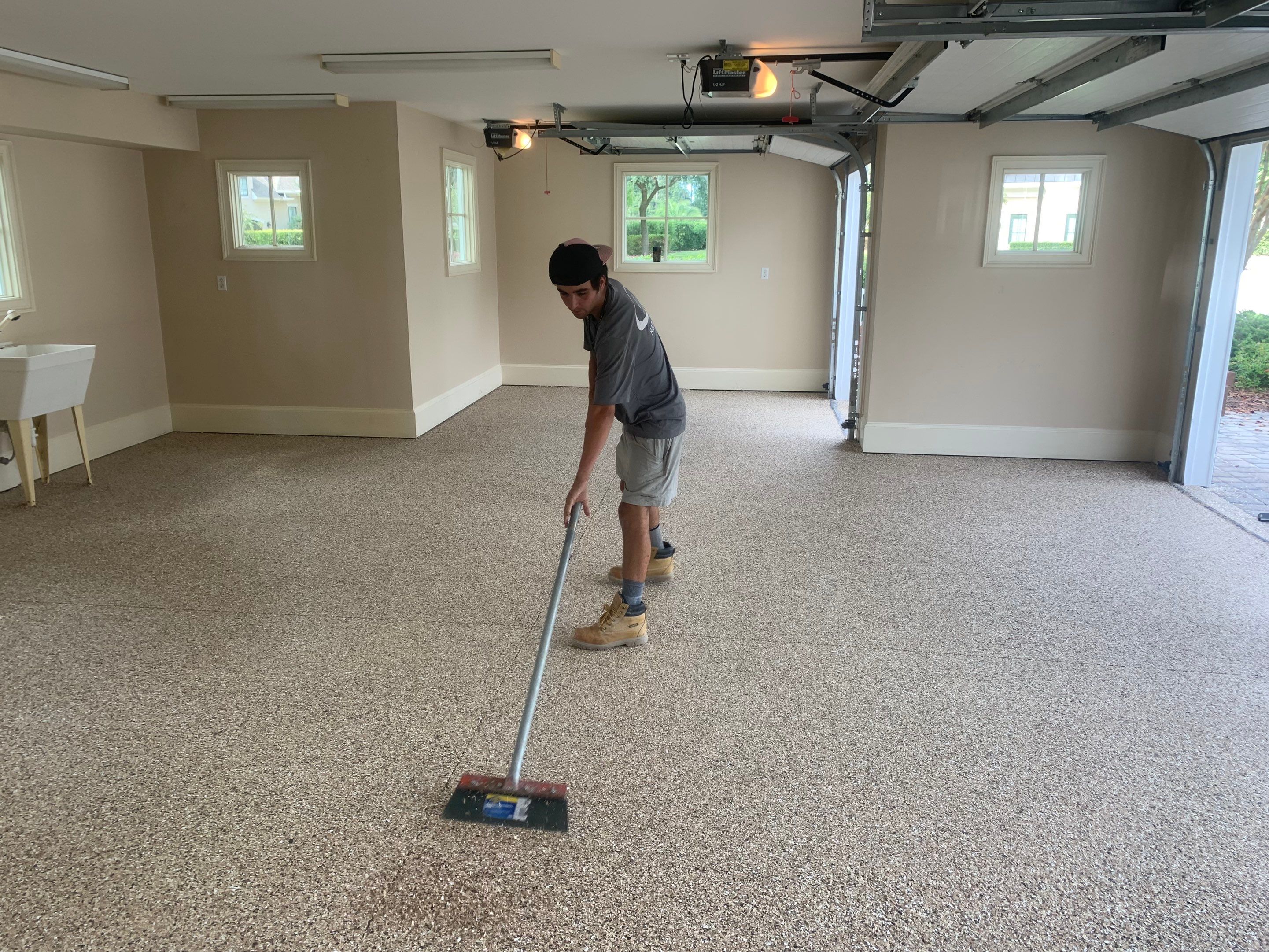 Garage TransFLOORmation using Sandstone by Innovative Concrete Coatings 