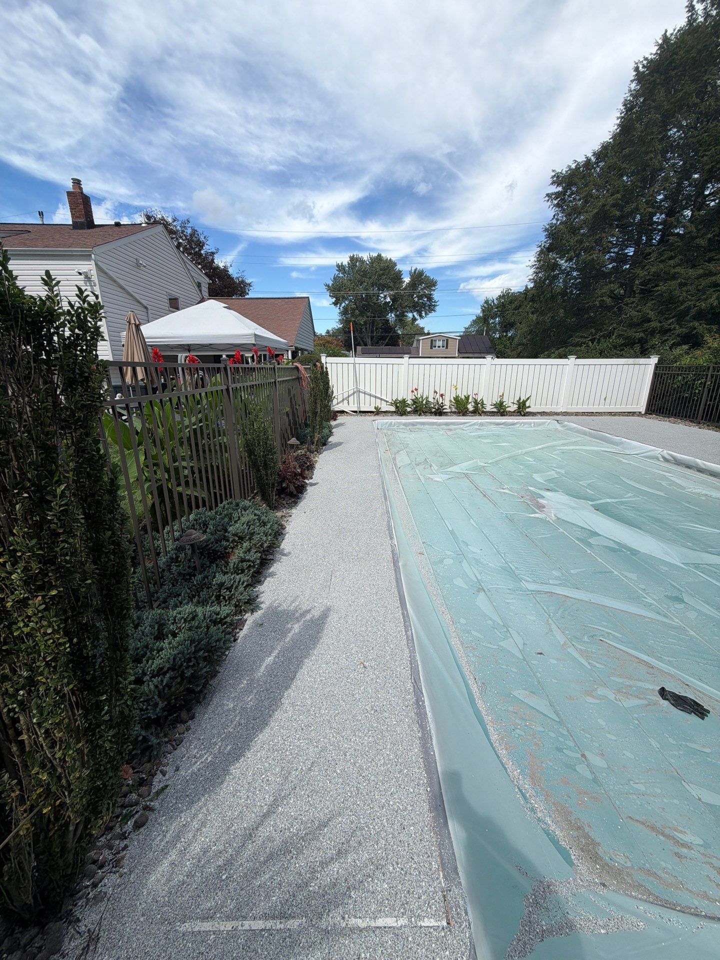 Blue Granite Pool Patio Concrete Coating in Lincoln Park by Spectrum Painting, LLC
