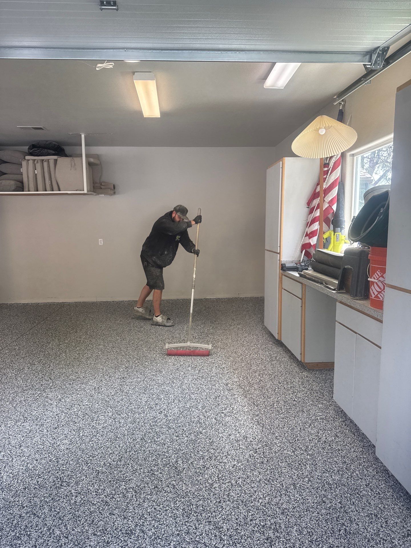 Custom Domino Flake Garage Floor Transformation in Coeur d'Alene by Croc Coatings, LLC
