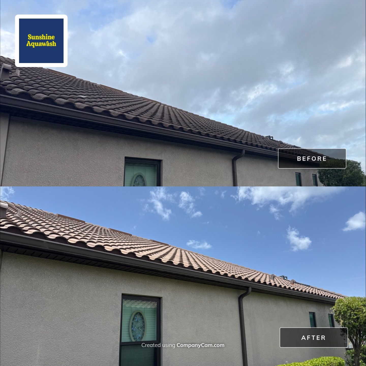 Neighboring Tile Roof Cleaning with Gutter Runoff Control – Palmetto, FL by Sunshine AquaWash