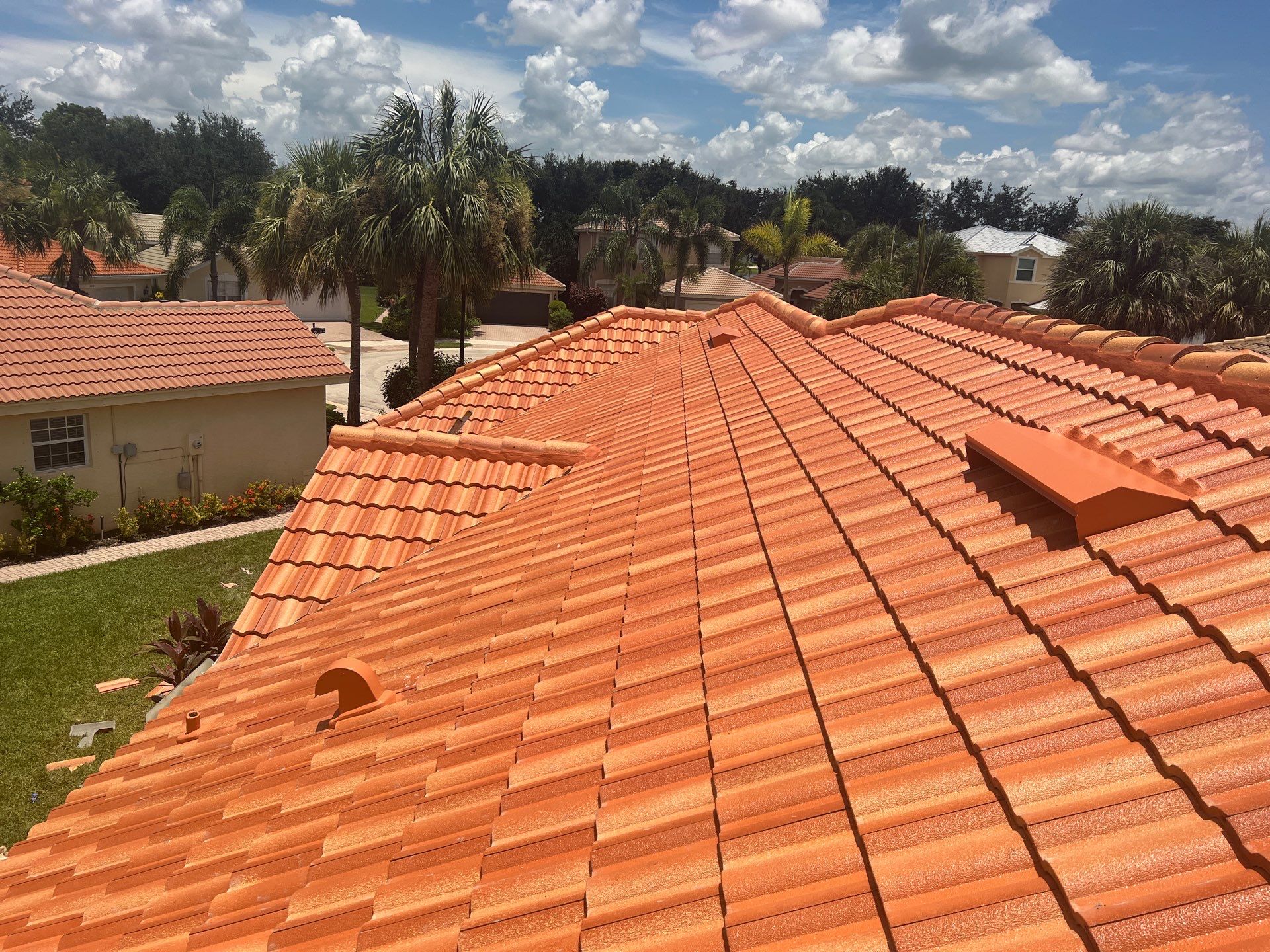 Residential Roofing Installation using Villa 900 Mission Sunset Tile by Durabilis Roofing INC