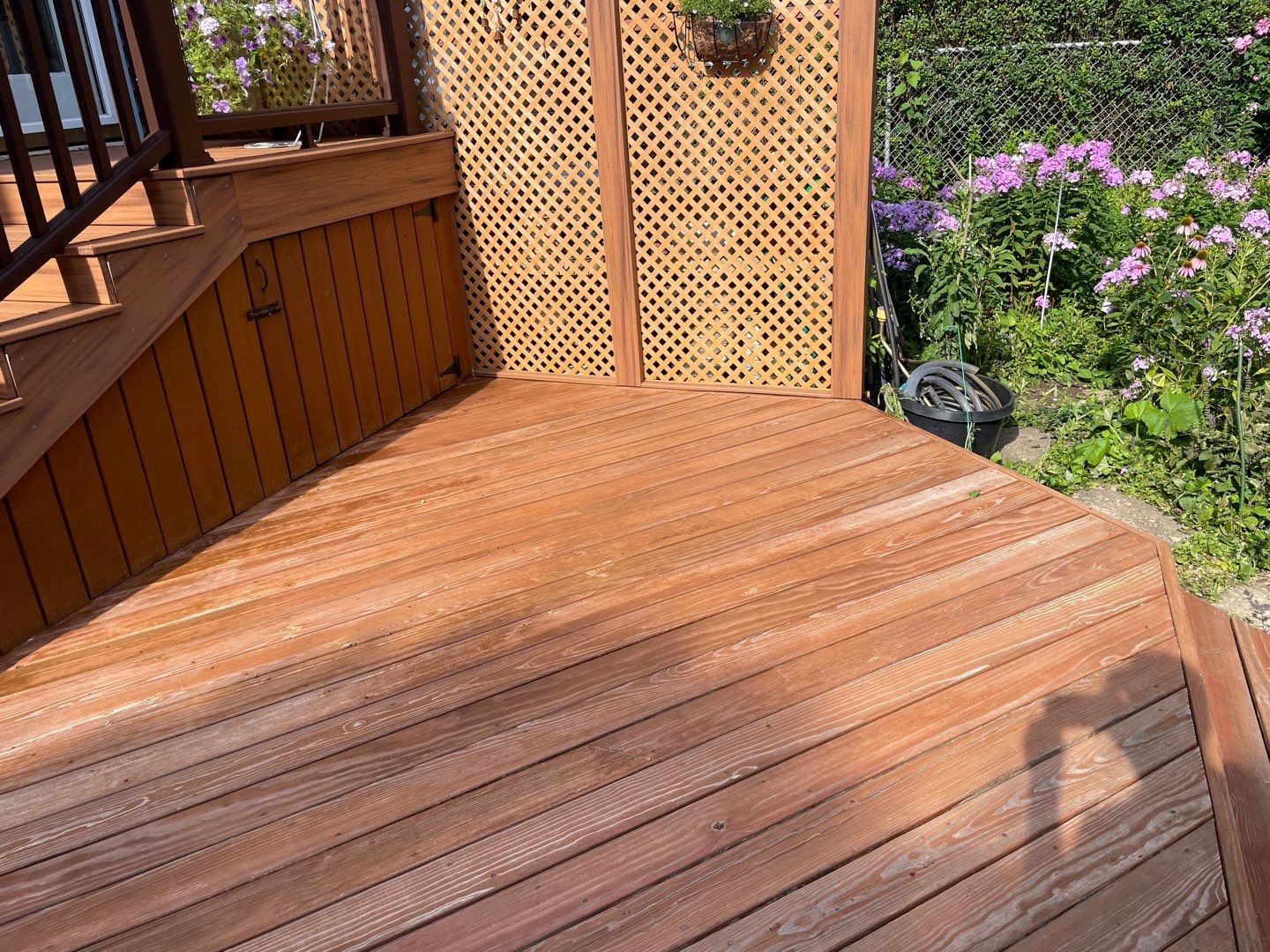 wood deck cleaning, and staining by Northern Power Washing LLC.