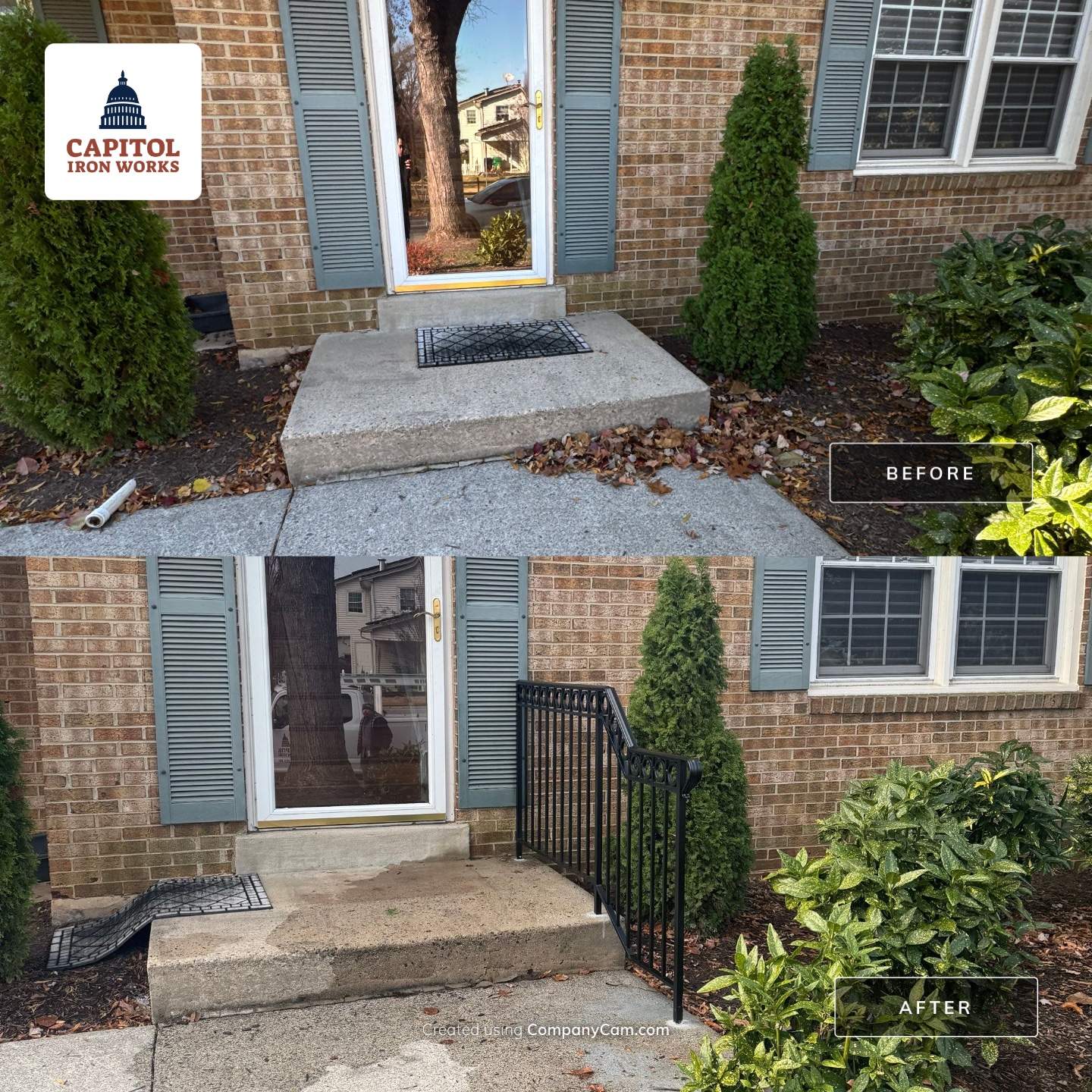Classic Ornamental Iron Railing with 3-Inch Solid Ring Accents by Capitol Iron Works