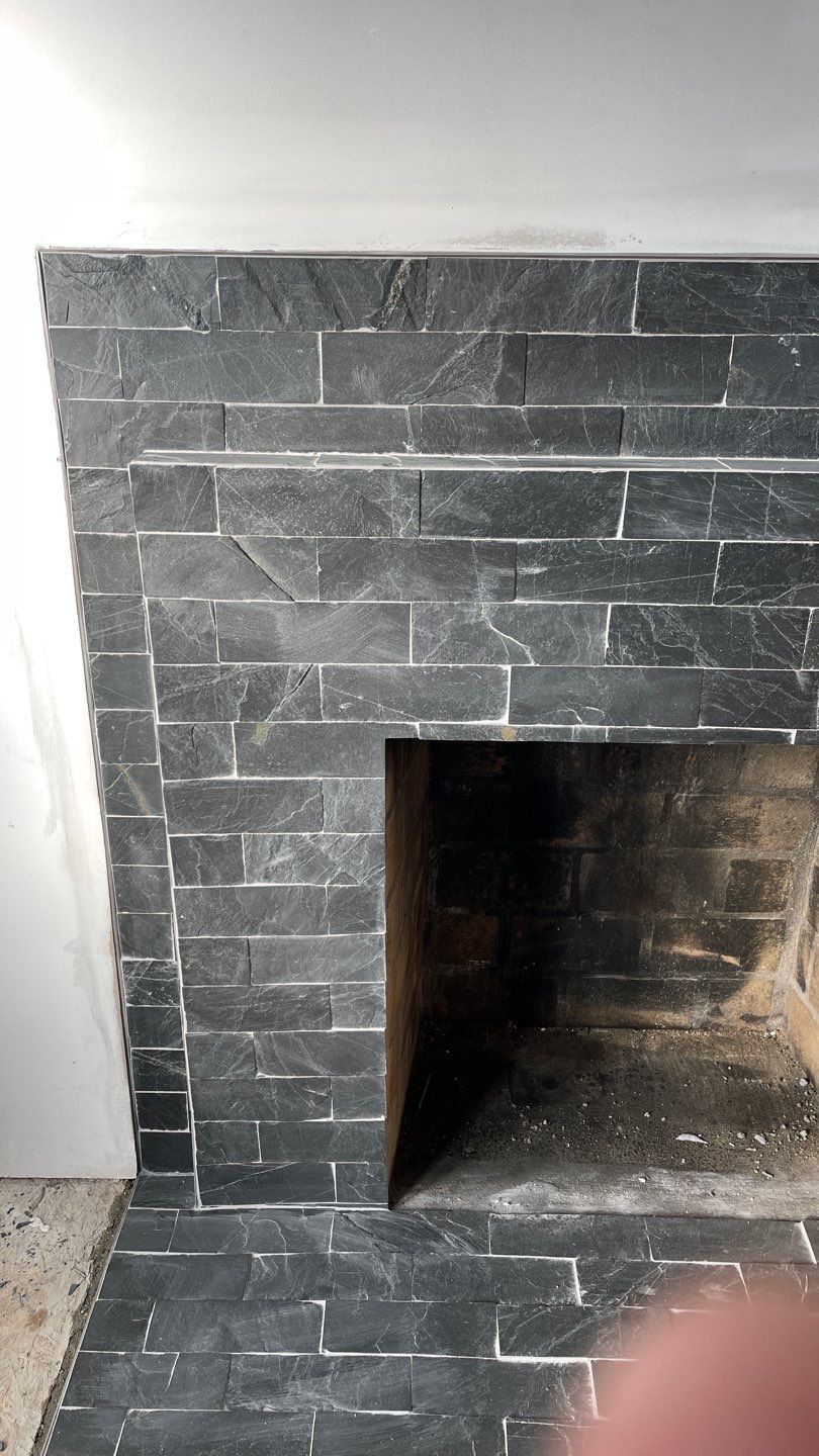 New Construction Bathrooms and Fireplace by Footprints Floors of East Atlanta