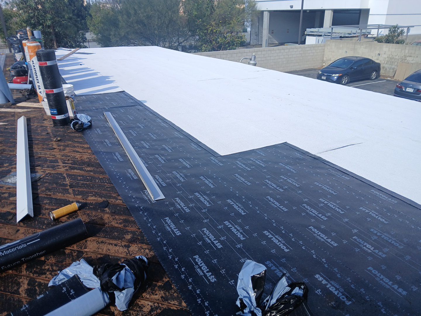 Carport Modified Bitumen Installation using ASC Modified Bitumen Roofing System by Hull Brothers Roofing