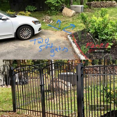 New 5' Tall Aluminum fence with matching arched gates, Black