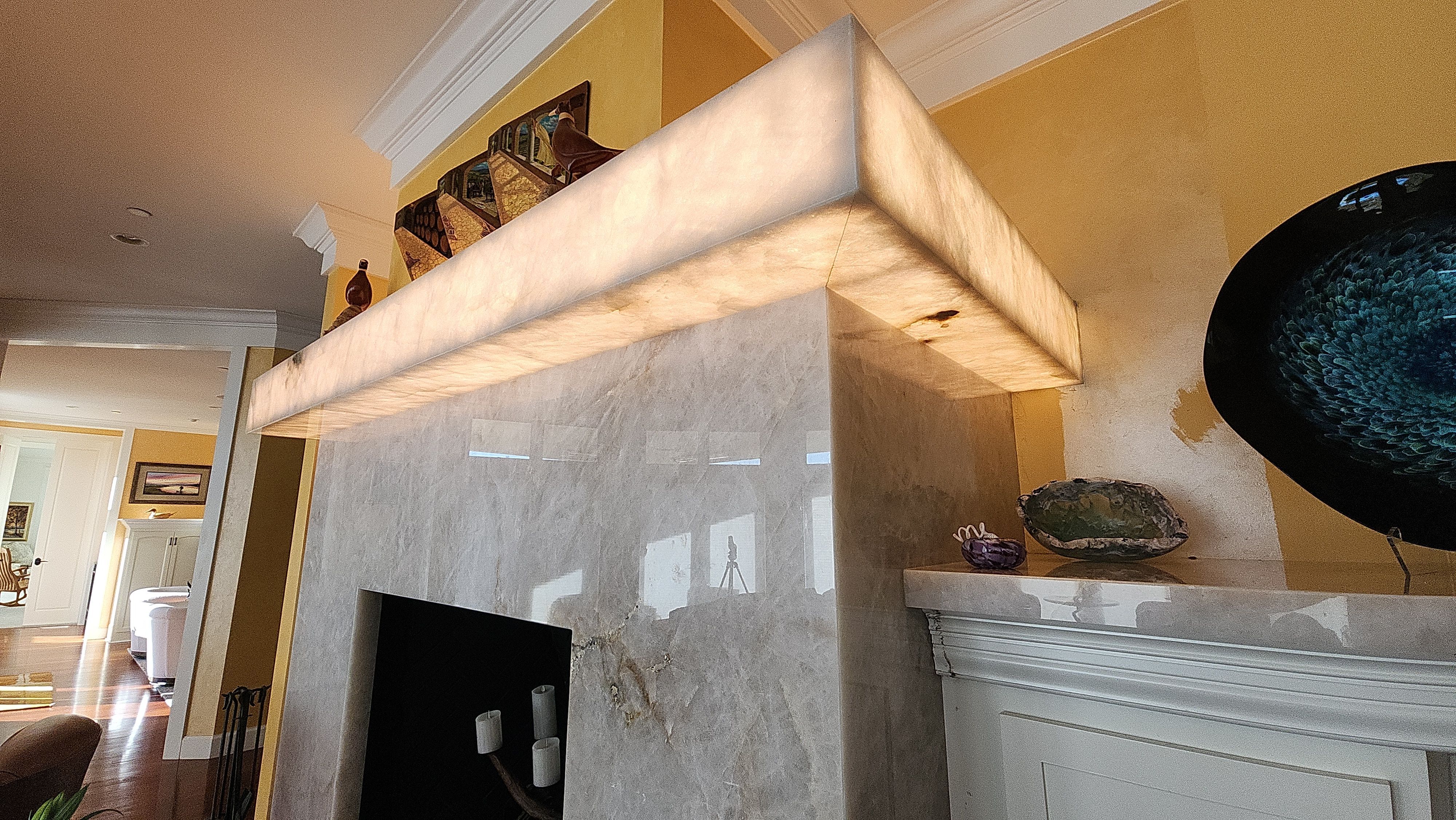 Backlit Stone On A Fireplace by S.Y. Electric Inc.