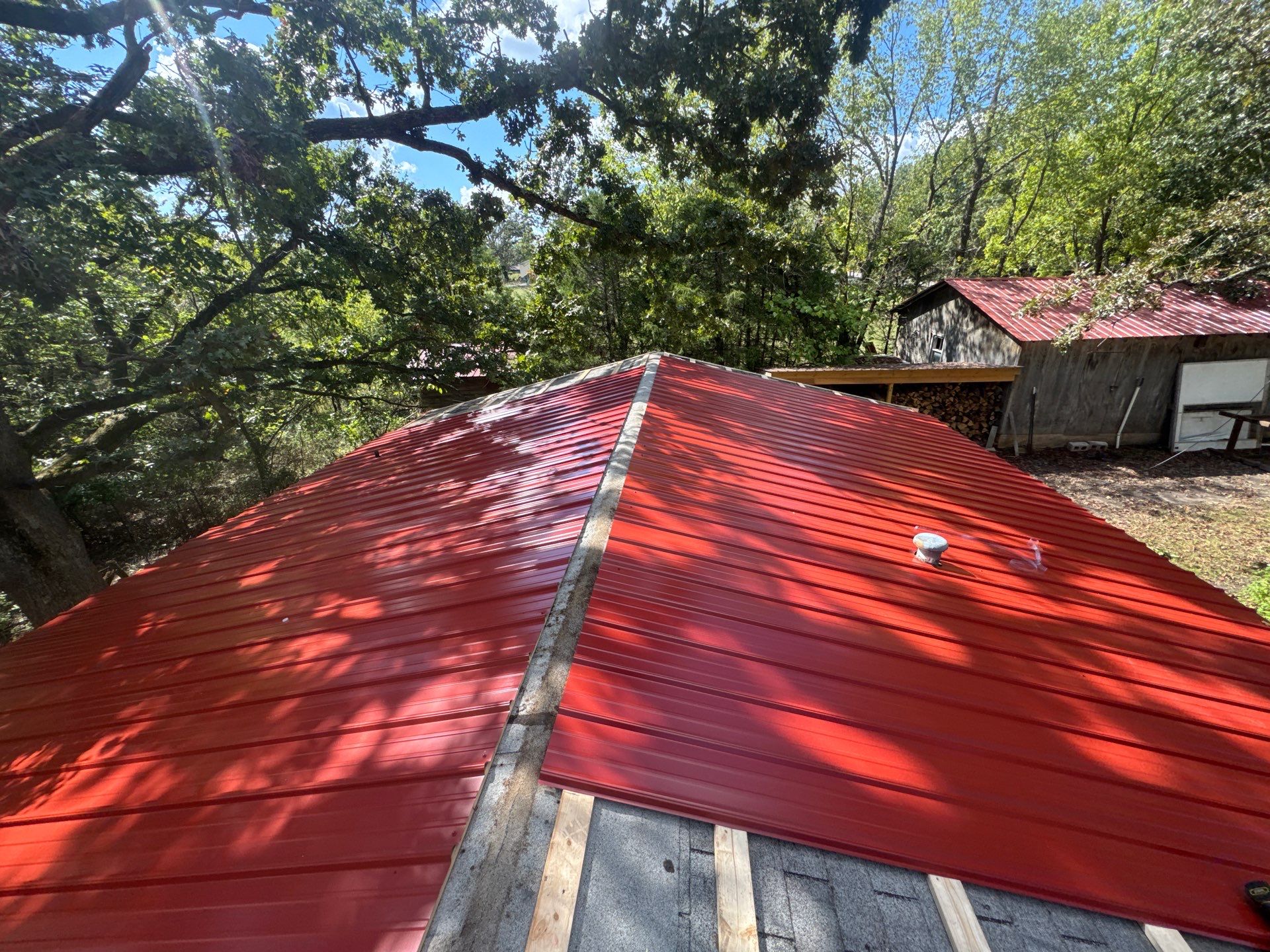 Residential Roofing Install - 26 Gauge G-Rib Metal - Color Red by Titan Commercial & Residential Roofing 