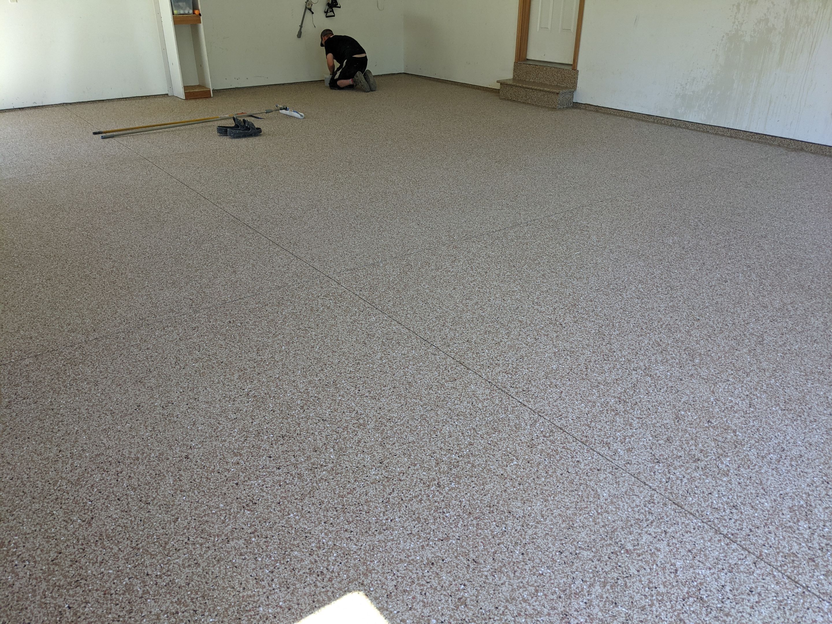 Garage Transformation using Pecan Coloway by Croc Coatings, LLC