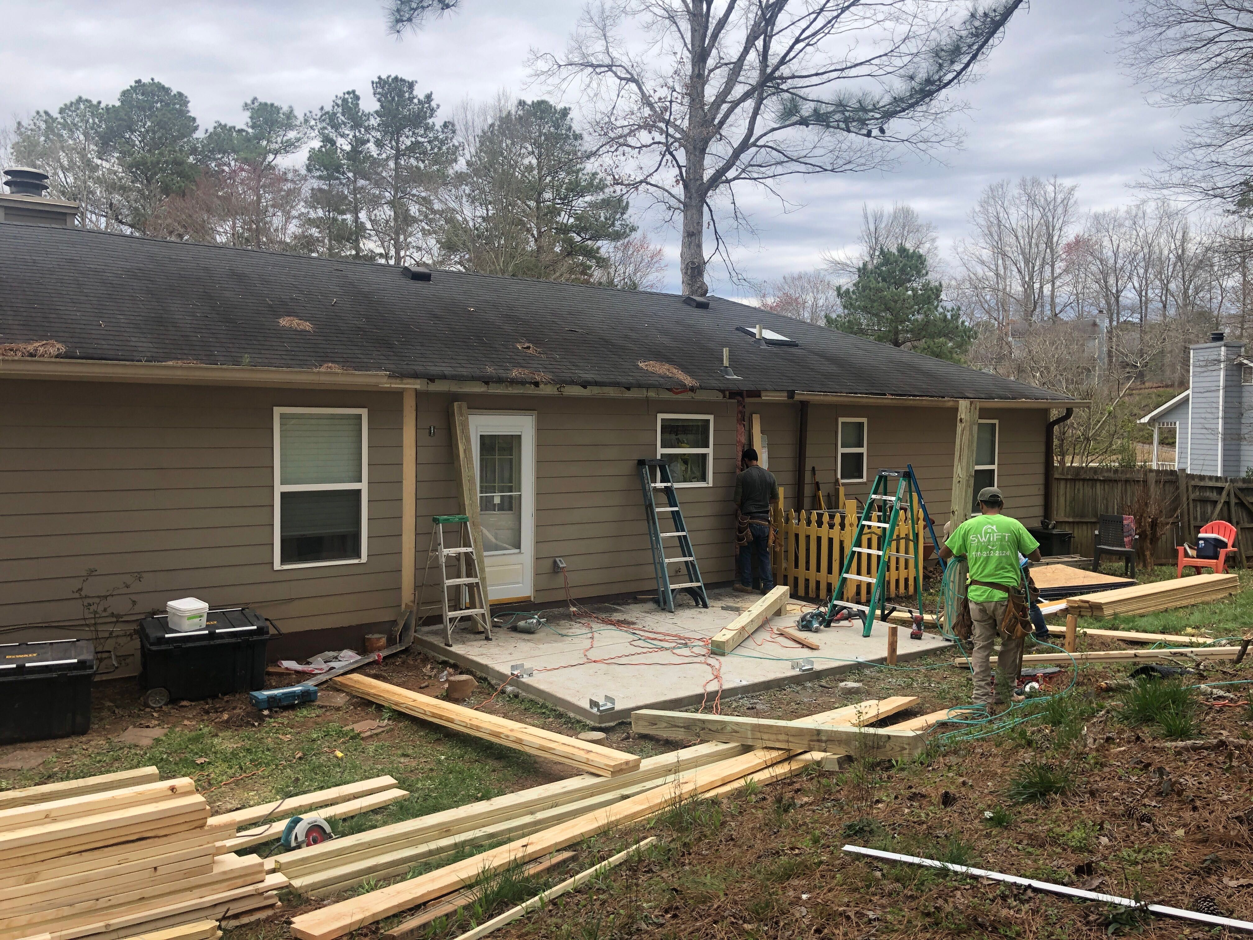 Screened Porch Construction with Vaulted Wood Ceiling in Douglasville by Swift Home Renovations