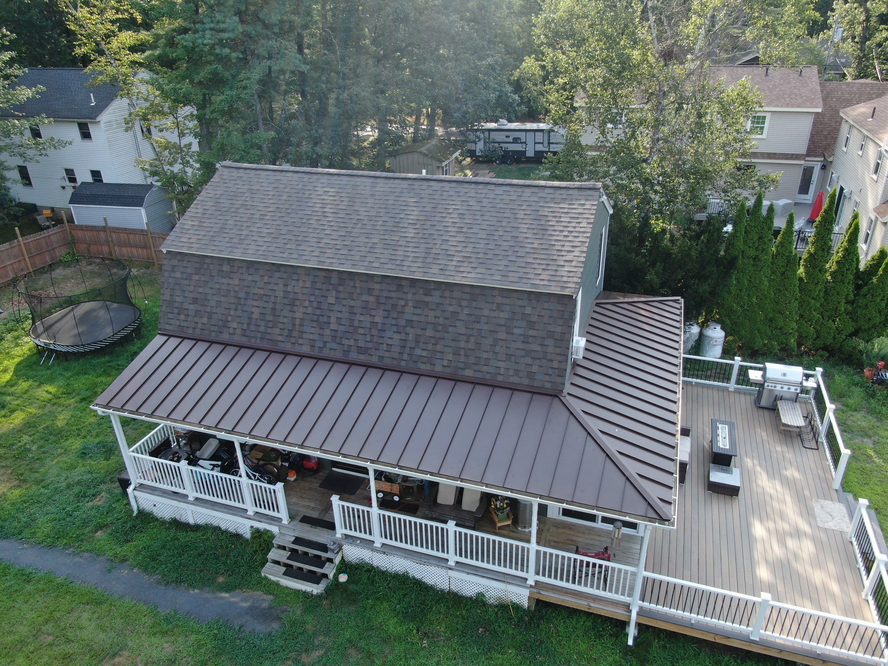Full Roof Replacement & Farmers Porch Restoration – Asphalt + Standing Seam Metal by Mighty Dog Roofing of Greater Middlesex County