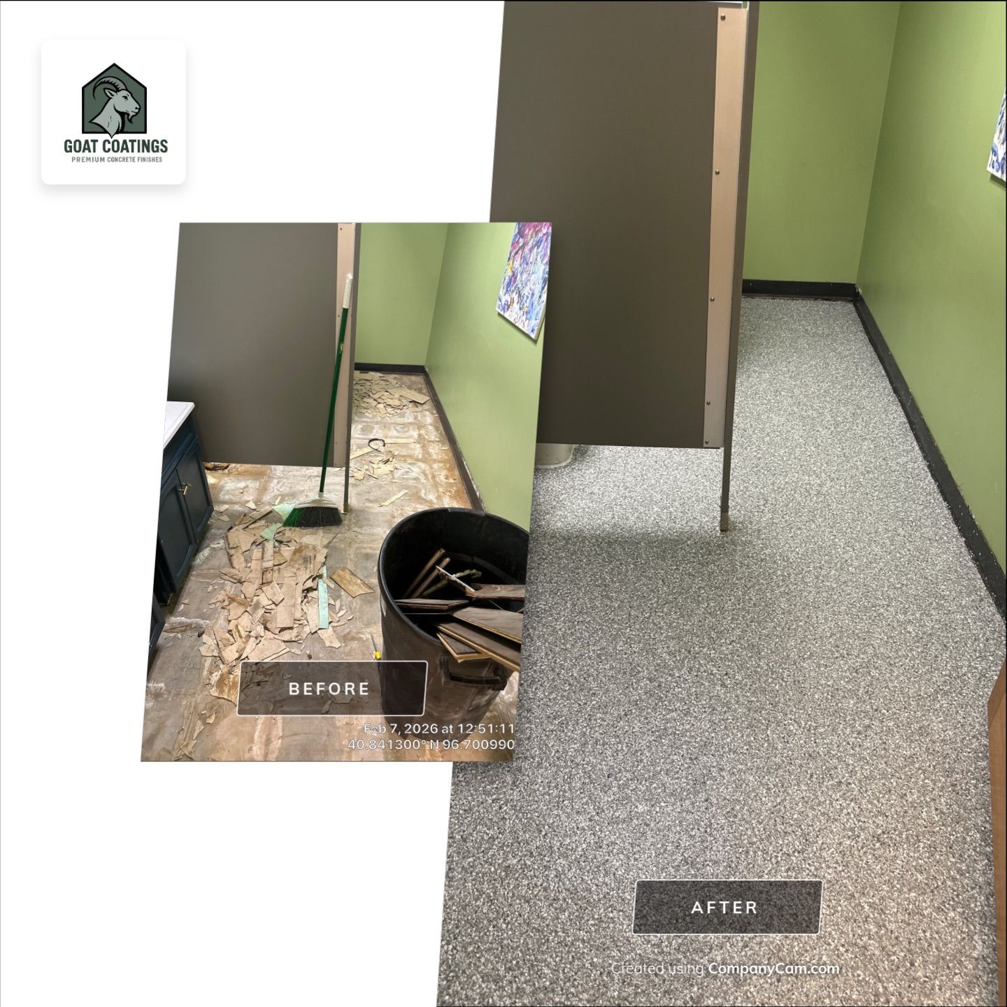 Daycare Kitchen & Bathroom Floor Transformation by Goat Coatings