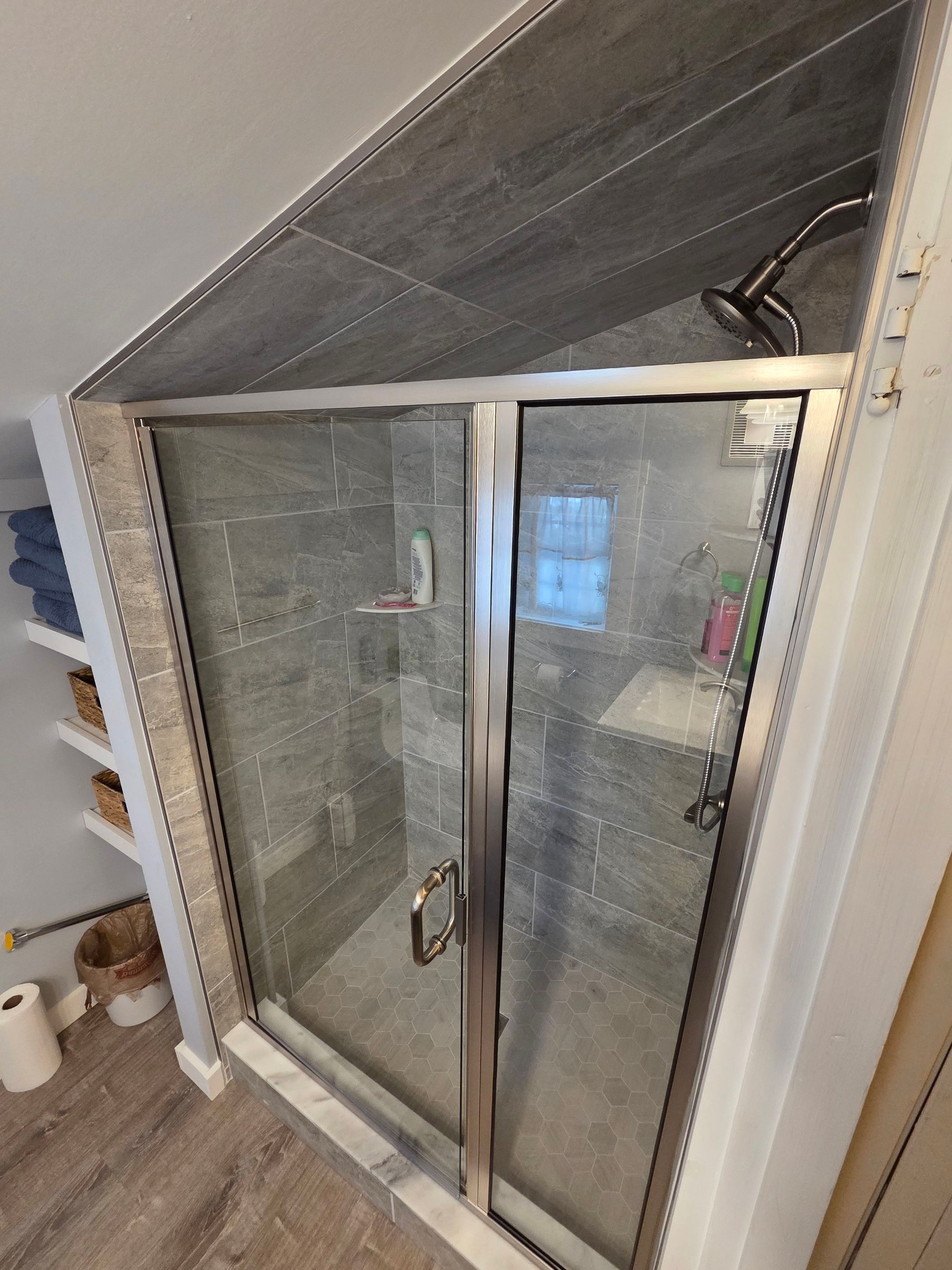 Bathroom Remodel using Alumax Shower by Cheshire Glass Company