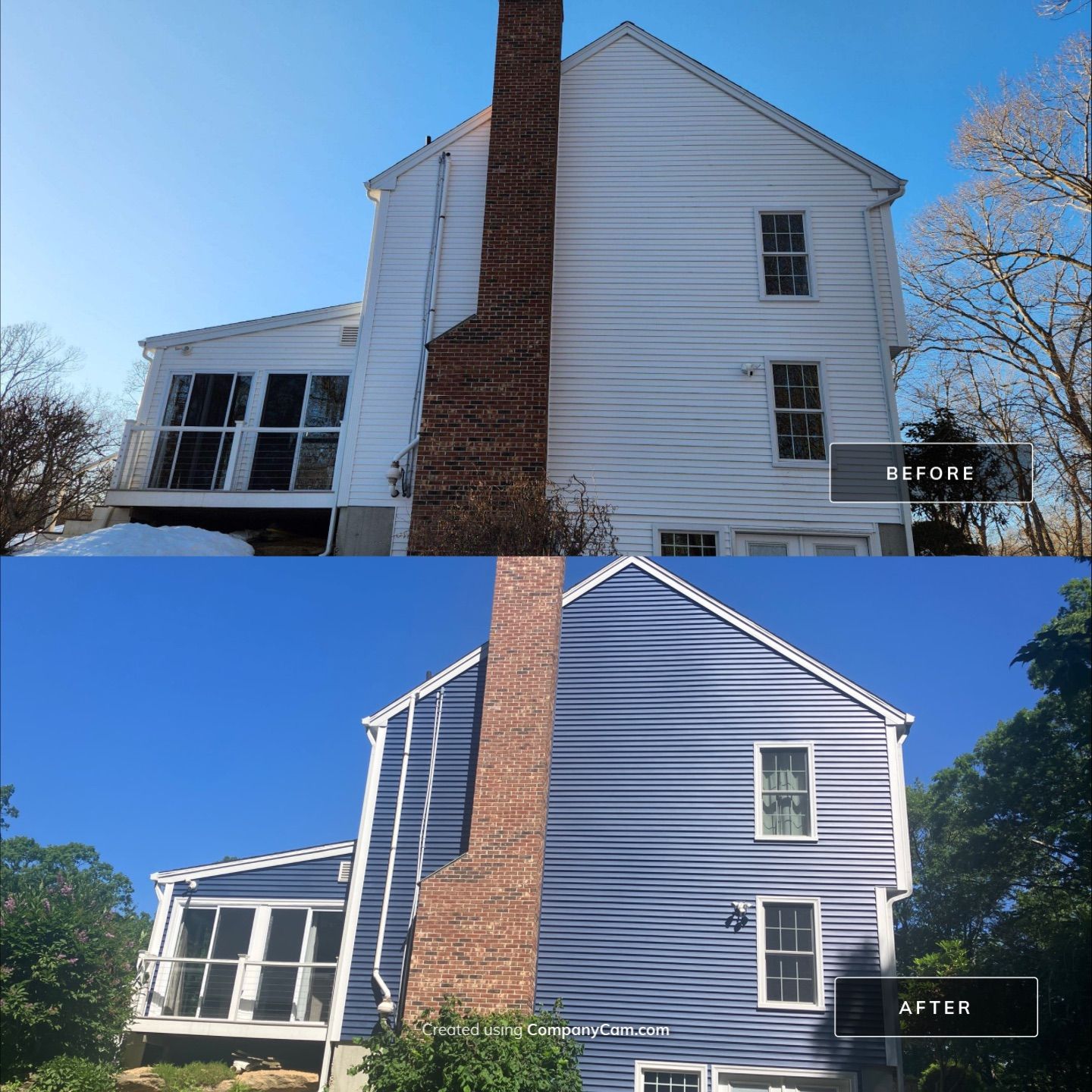Siding facelift with Cert Monogram D/4 x16'8" clapboard, Midnight Blue & Cert Monogram D4x25' clapboard, Midnight Blue by DiGiorgi Roofing and Siding Inc
