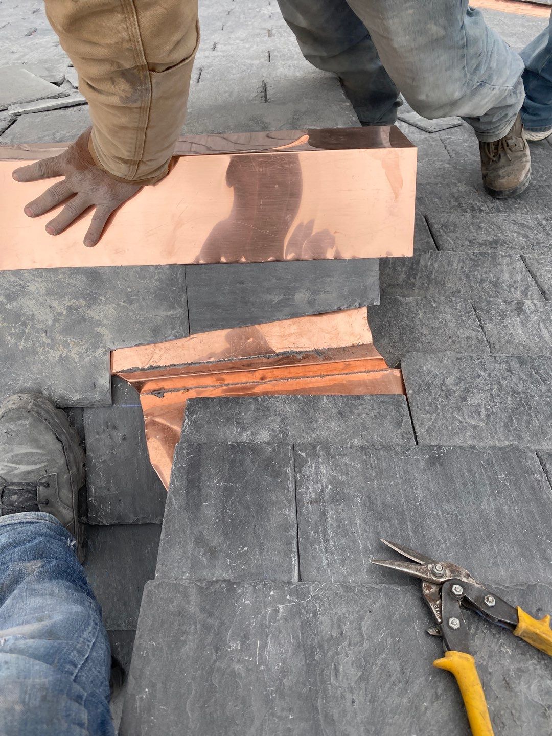 Residential Roofing Installation using Vermont Slate by A Plus Exterior