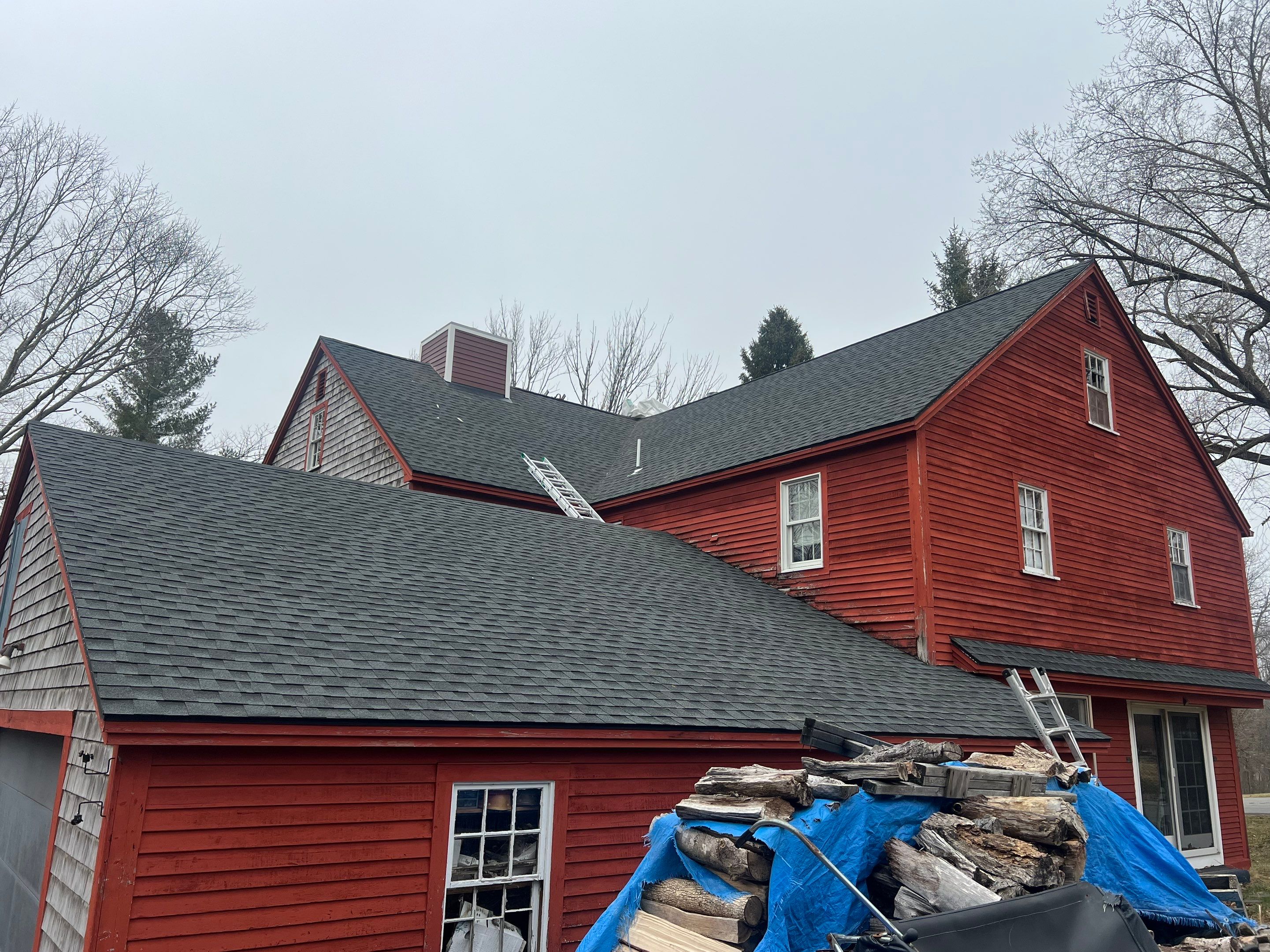 Framed Chimney Rebuild in York Maine by Tall pine roofing
