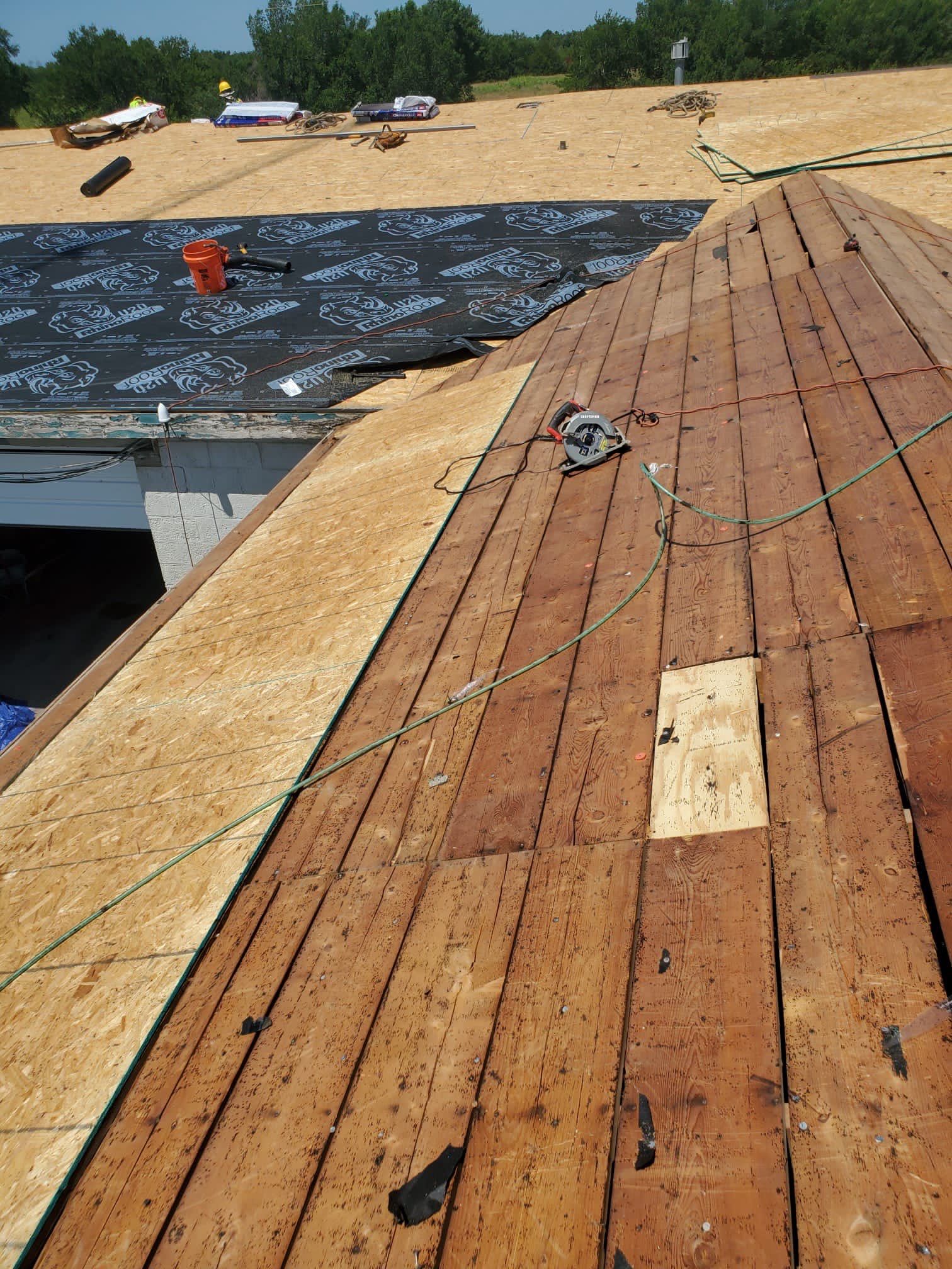 Reroof using GAF HDZ Weathered Wood by Castillo Roofing