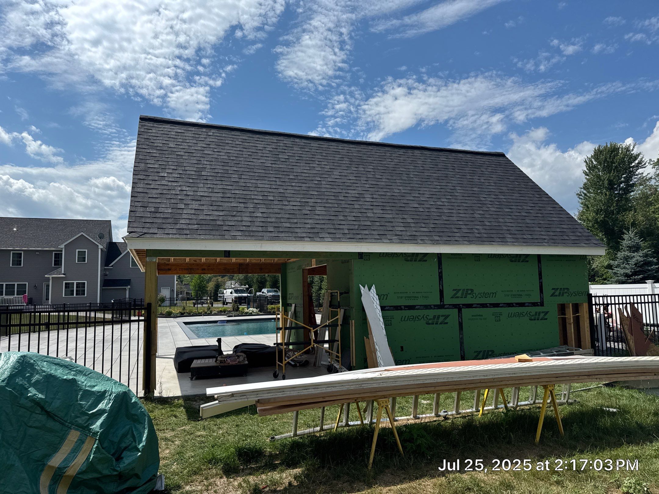 Pool House Roof Installation in Bedford, NH – Onyx Black Finish by Compass exteriors