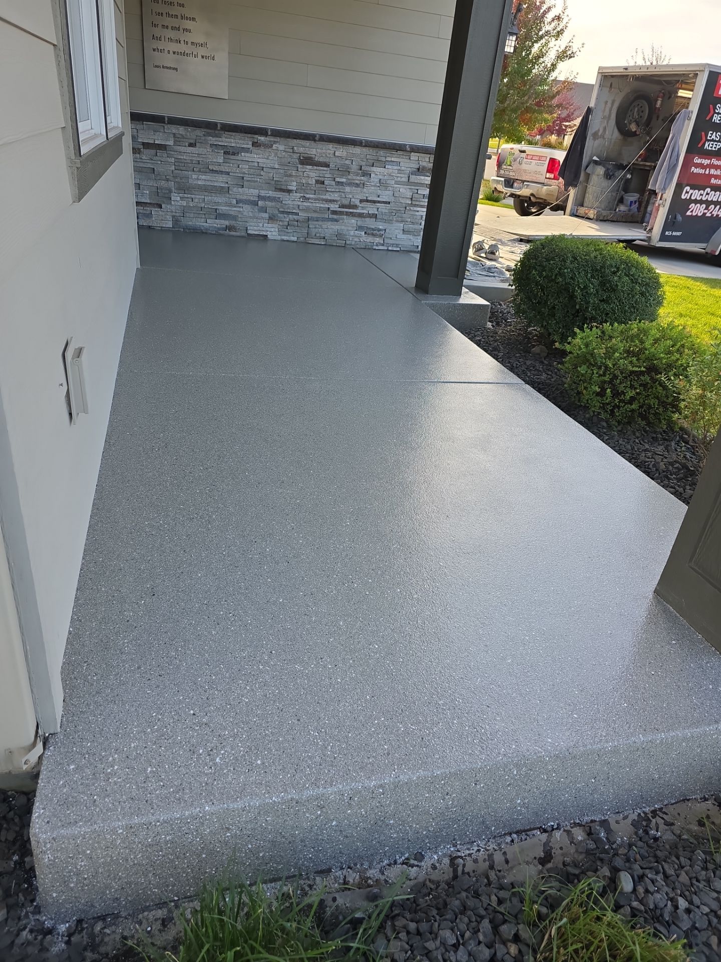 Front Porch and Back Patio Concrete Transformation in Liberty Lake by Croc Coatings, LLC
