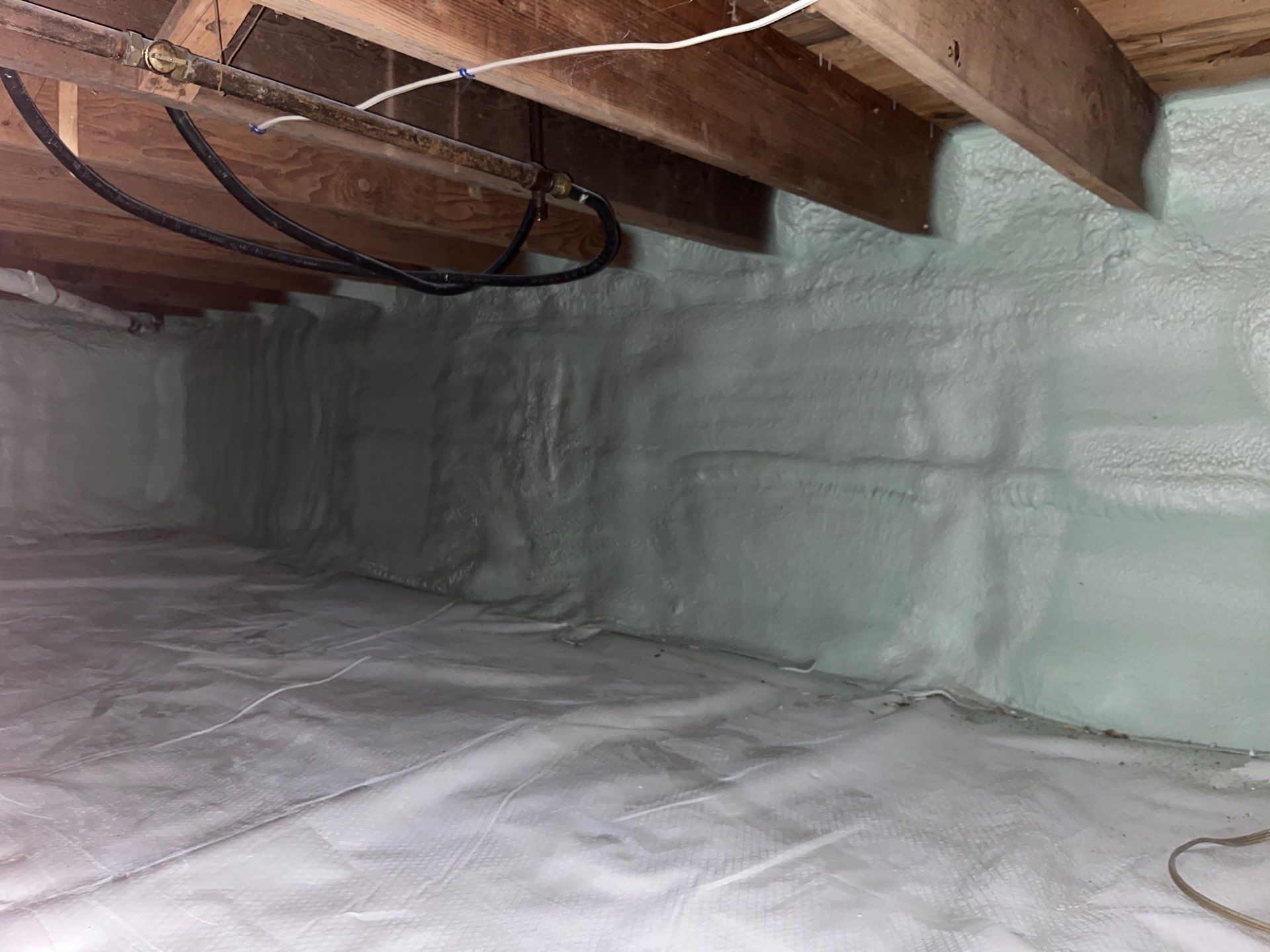 Basement Exterior Walls using Crawl Space Liner by NYS Foam & Energy
