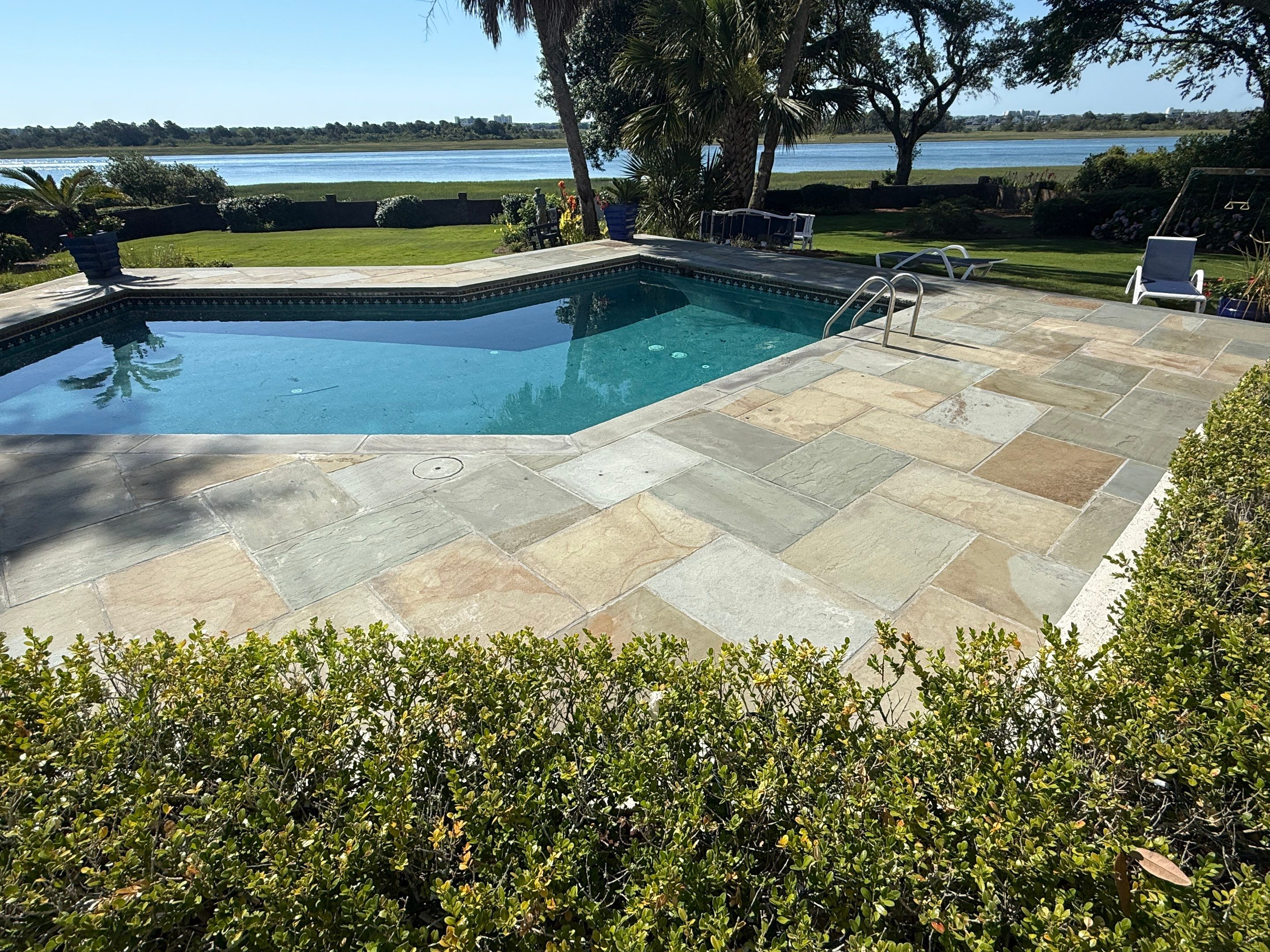 Pool deck cleaning in Wilmington by Shark Power Washing