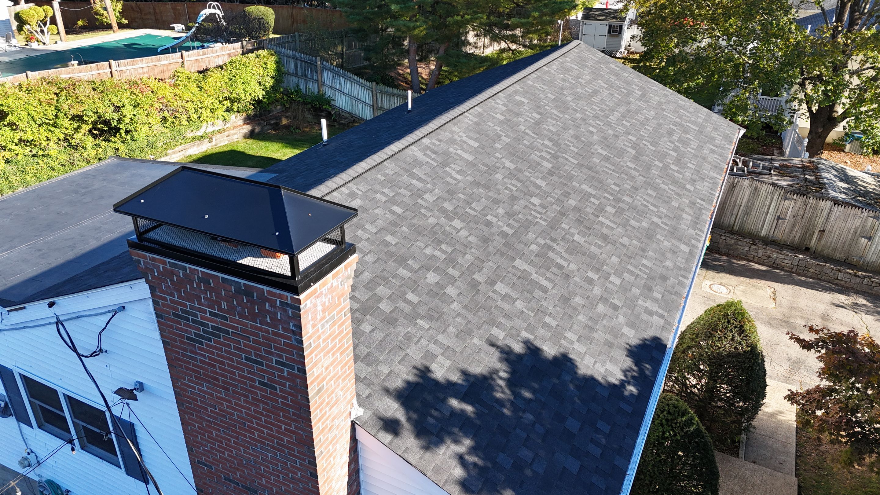 Full Roof Replacement, Rafter Repair & Gutter Upgrade in Norwood, MA – Owens Corning Duration, Onyx Black by JOHNNYS PRO