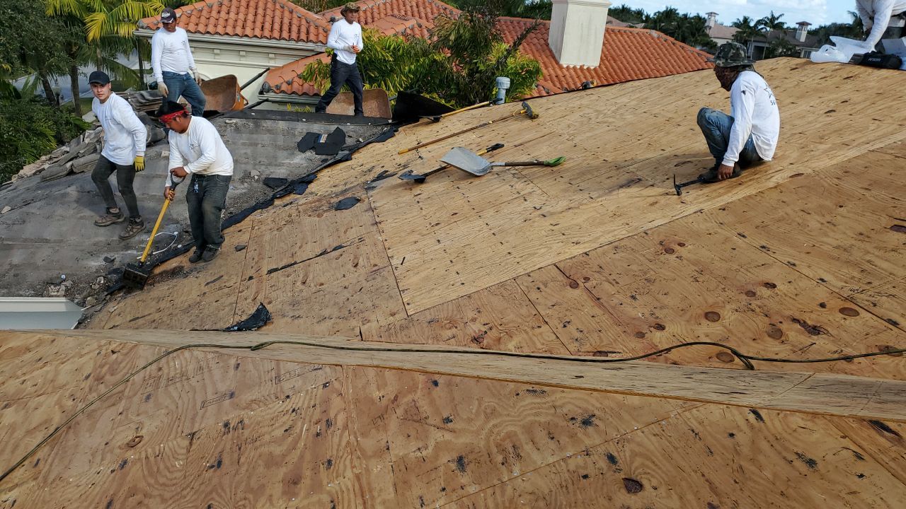 Concrete Tile Roof Replacement and Decking Repair in Boca Raton by Aastro Roofing