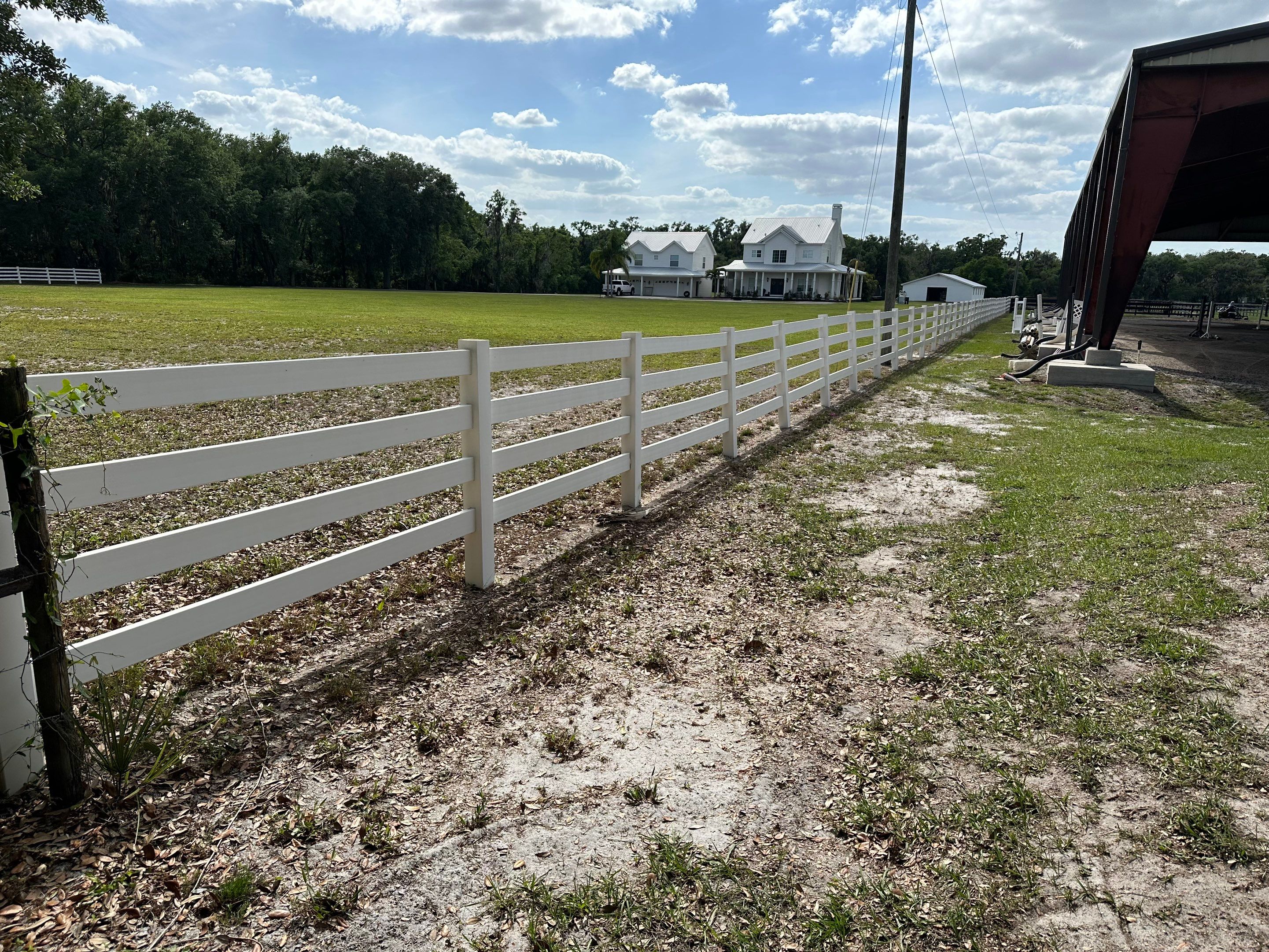 Vinyl Horse Fence & Concrete Pier Cleaning at Lesley Cox Equestrian, Parrish, FL | Sunshine AquaWash by Sunshine AquaWash