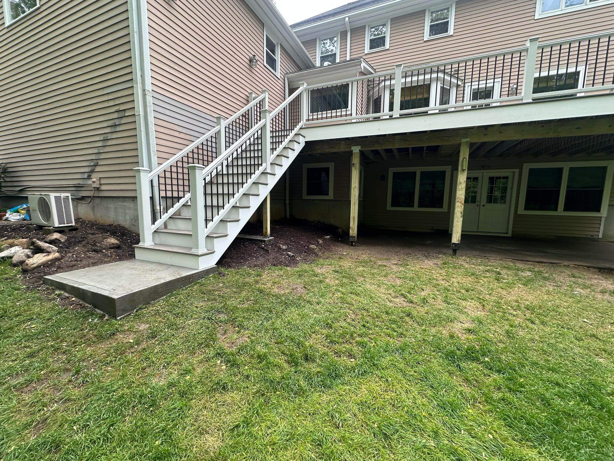 Deck replacement Trex Lineage Biscayne, Trex transcend Railing White. by DiGiorgi Roofing and Siding Inc