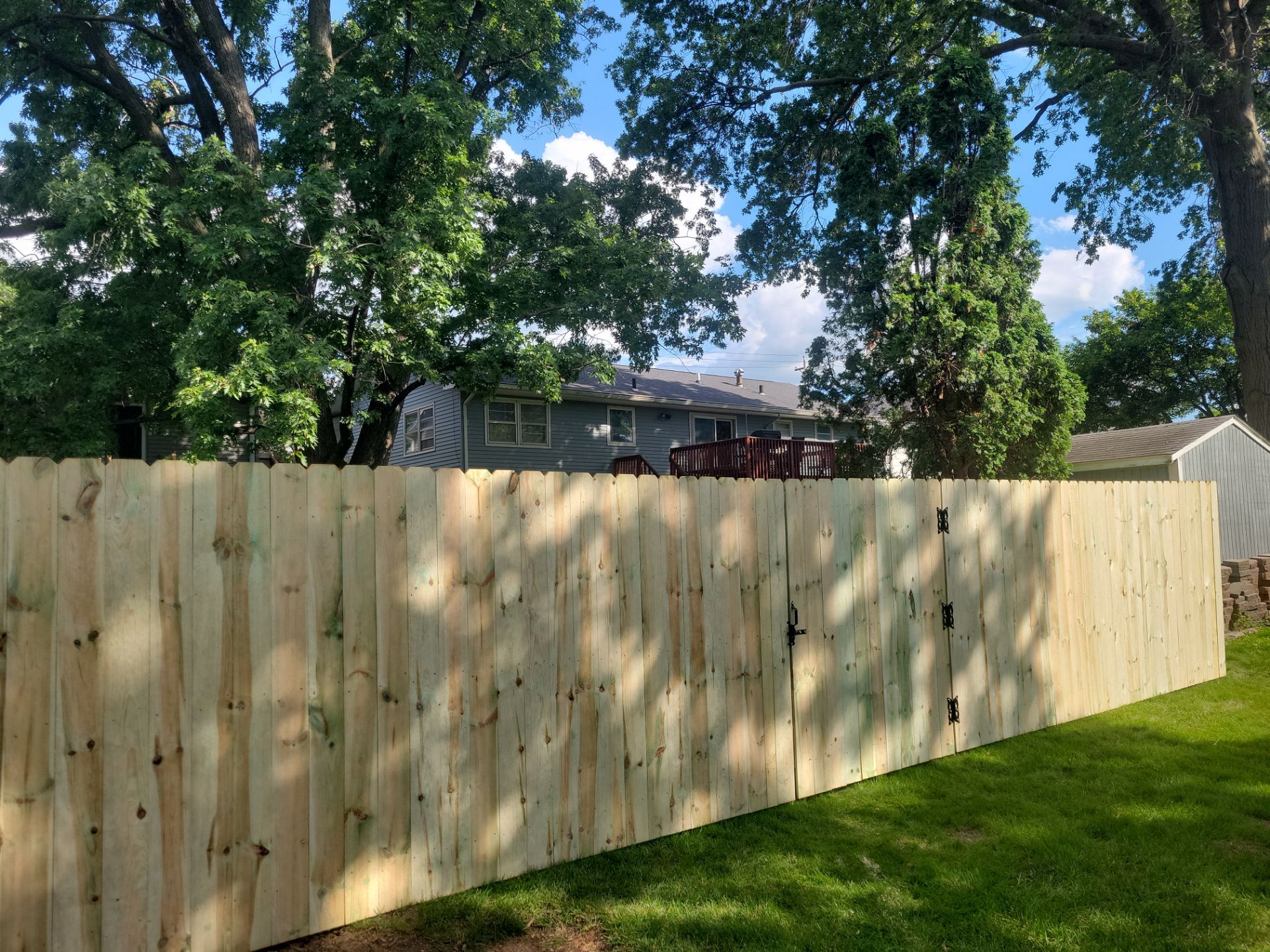 Pressure-Treated Pine Privacy Fence and Custom Gates in Waterloo by Perfect Picket Fence and Stain