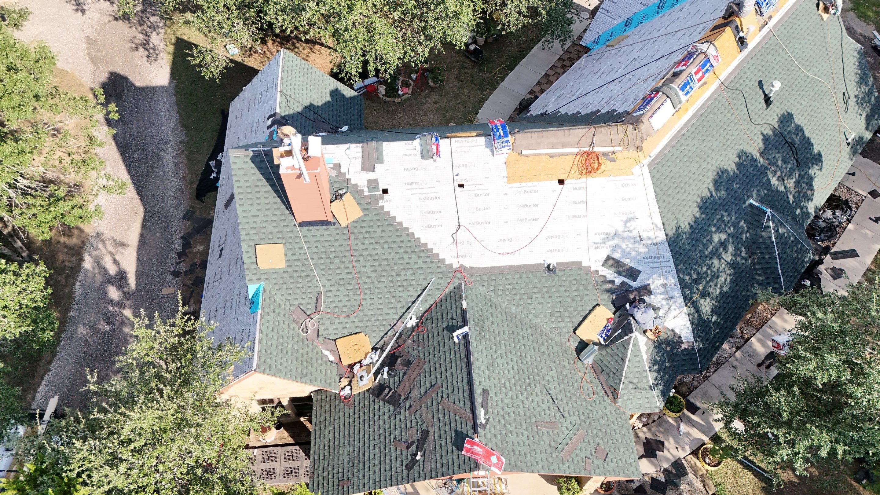 Residential Roof Replacement using GAF - HDZ - Hunter Green by Action Exteriors Austin
