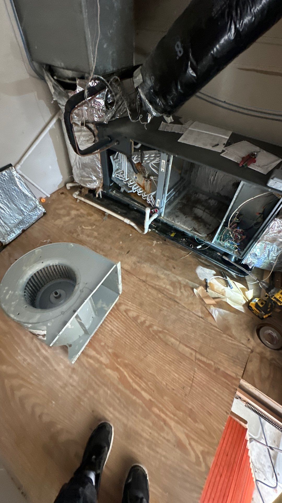 Air Duct Cleaning and Suspect Growth Removal Before and After Video/Photos Removal of mechanical component. by All Seasons Air Duct Cleaning 