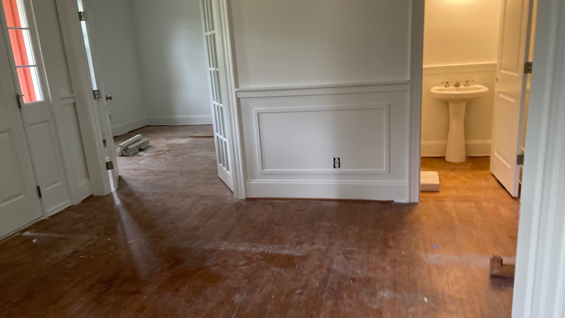 Sand and Finish Red Oak back to Natural with Matte Waterbased Finish by Footprints Floors of Coastal Carolina