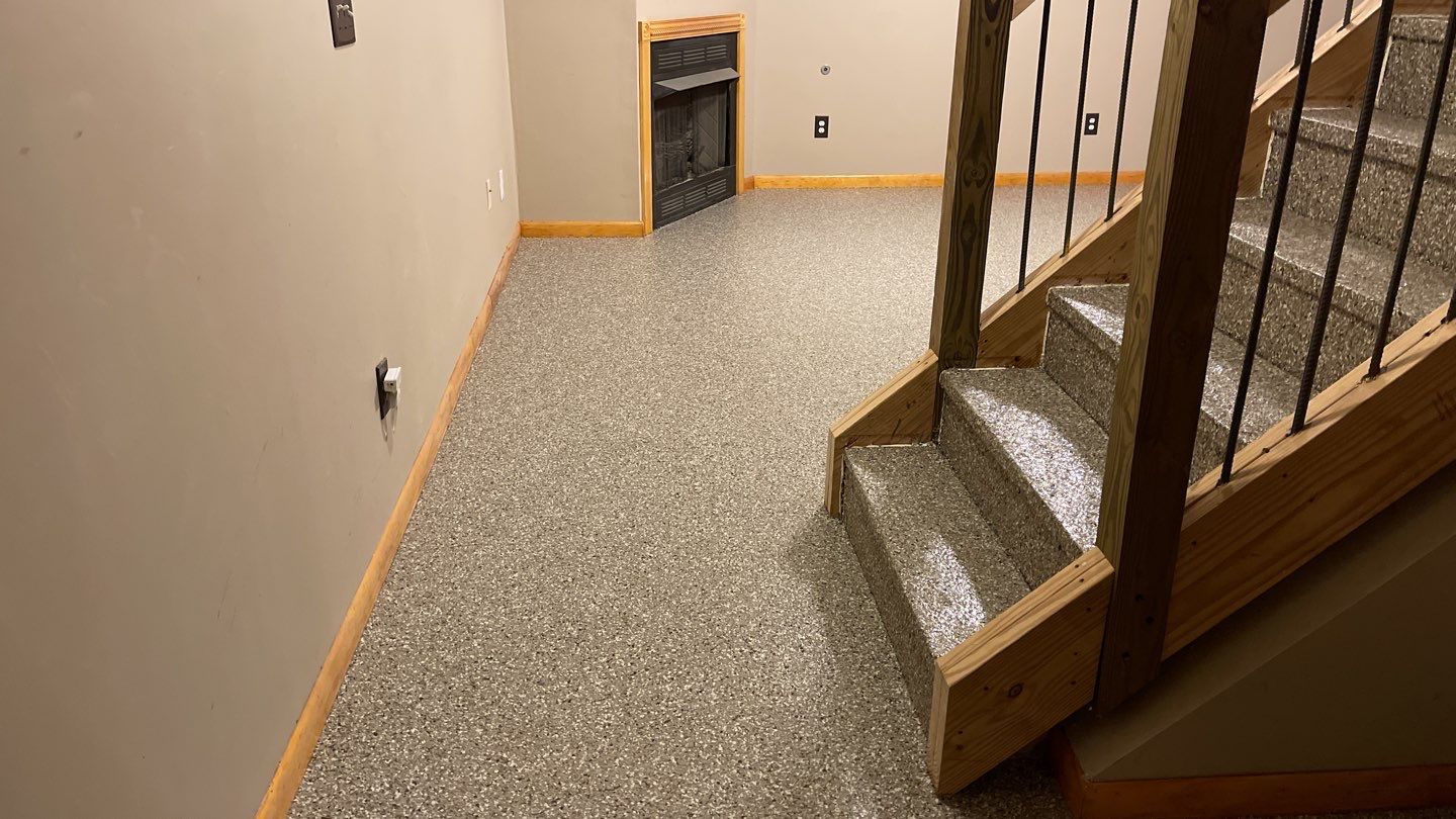 Basement Floor using Pebble Beach by Your1DayFloor.com