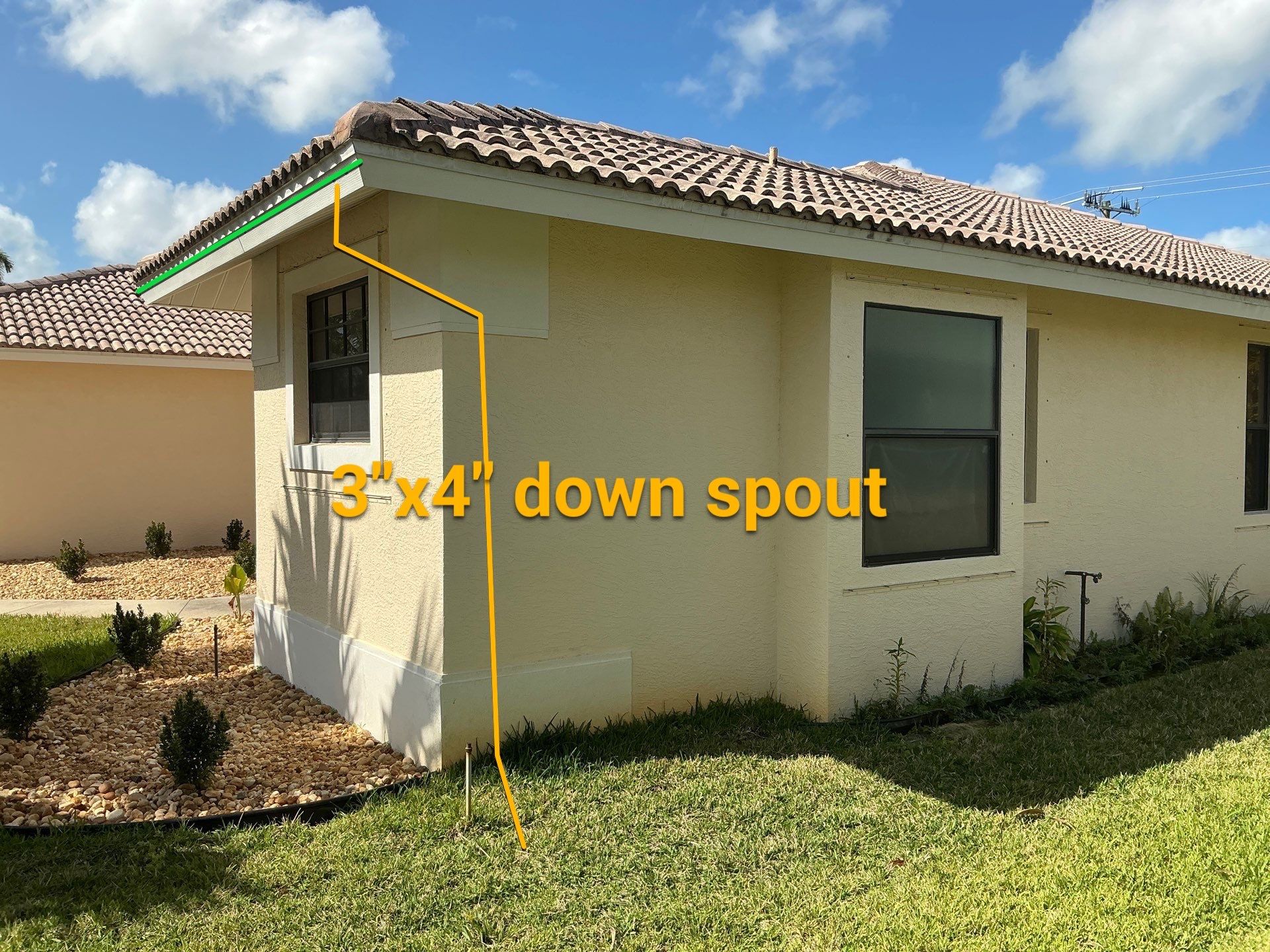 Bronze Seamless Gutters using 3X4 Elbow Downspout in Bonita Springs FL by Gutter Professors