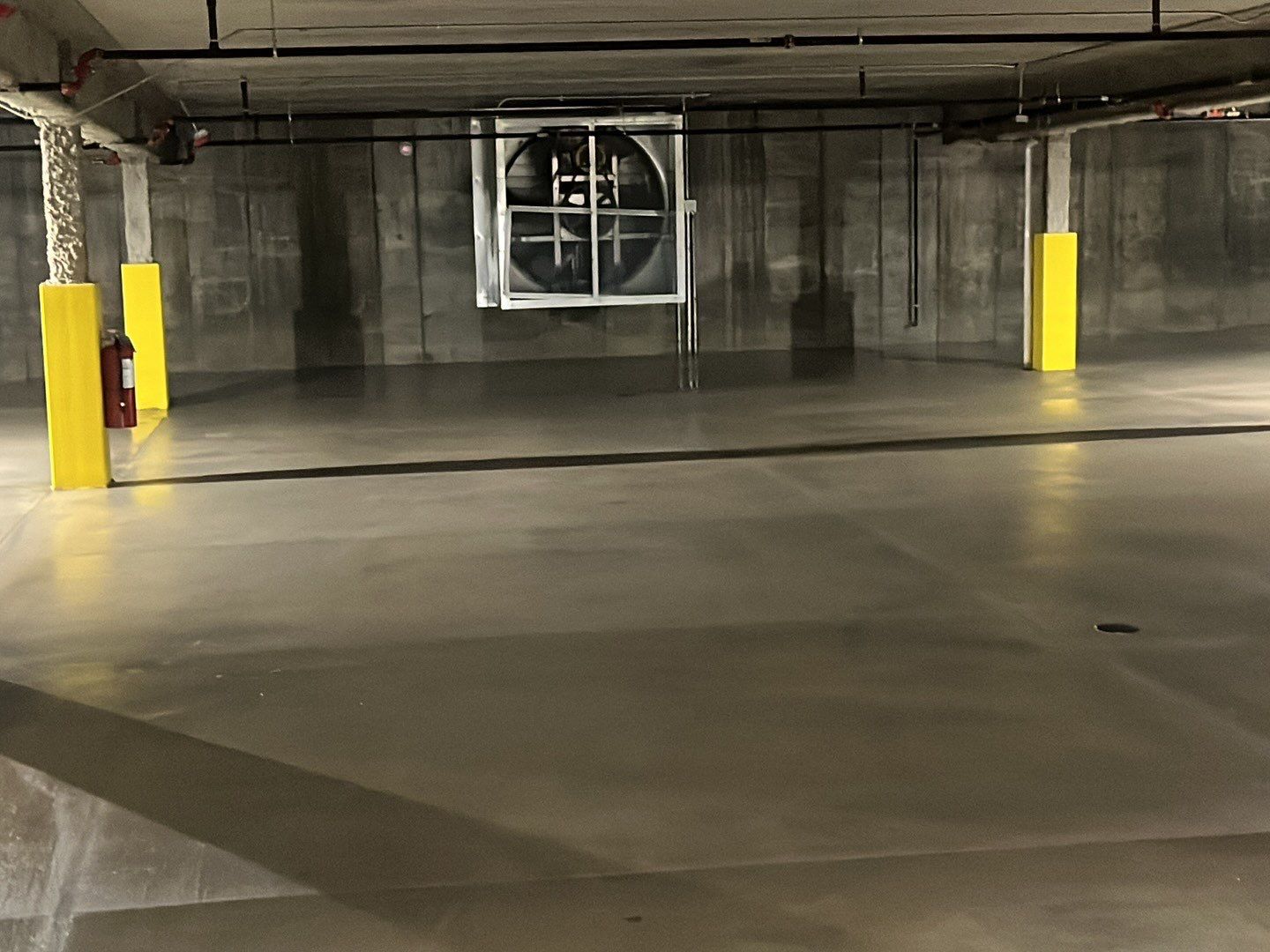 Parking garage post construction cleanup by Northern Power Washing LLC.