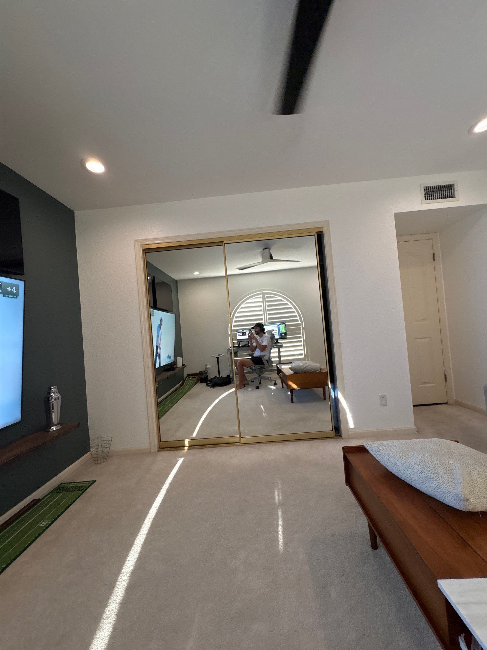 Modern Office Renovation With Arched Shutters and Mirrored Closets by CompanyCam Sales Demo
